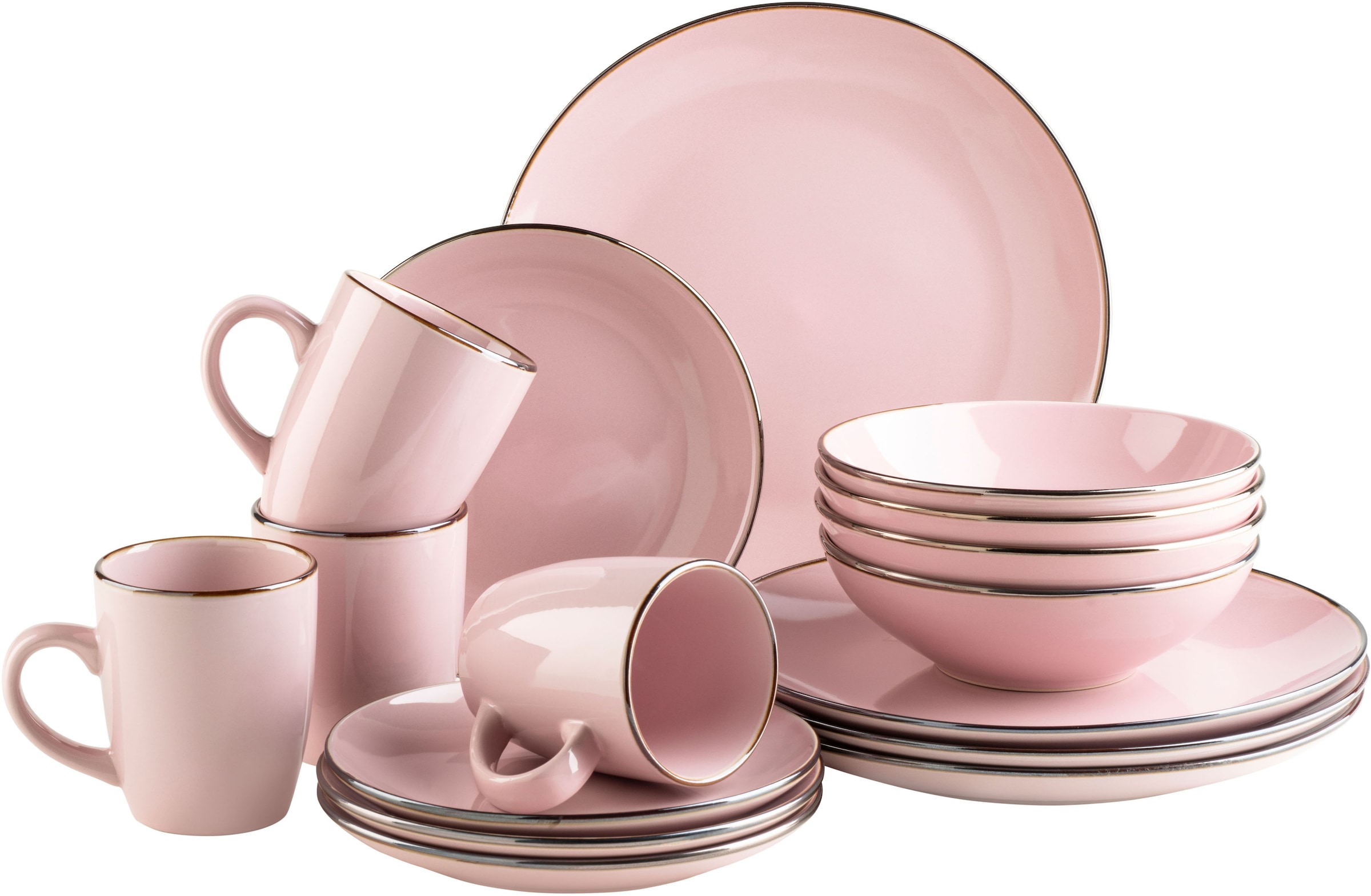 MÄSER Kombiservice »METALLIC RIM, Geschirr-Set, Steinzeug« günstig online kaufen