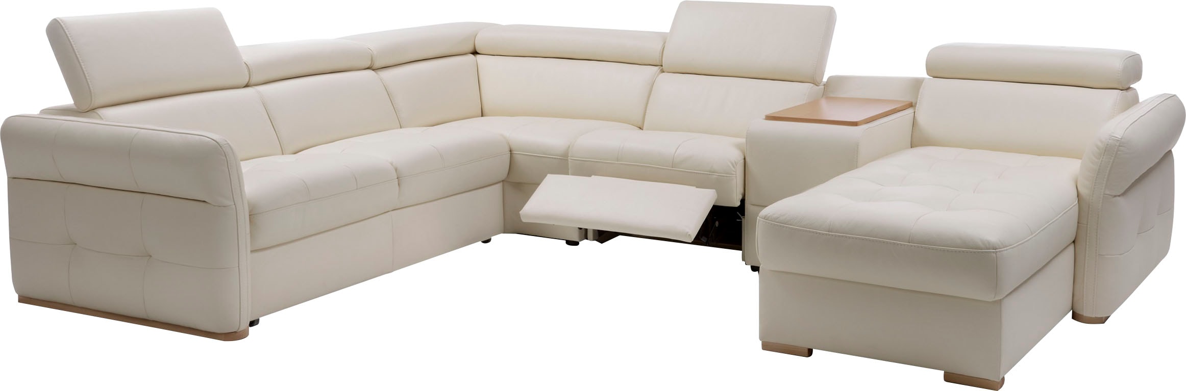 exxpo - sofa fashion Wohnlandschaft »Massimo, Familien Sofa mit viel Platz, Lederbezug, bequem, komfortabel«, U-Form, inkl. Bettfunktion, Bettkasten, elektr. Relaxfunktion