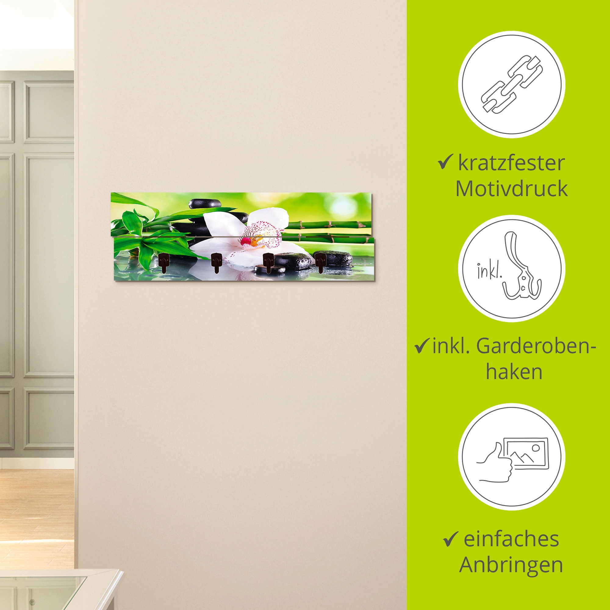 Artland Garderobenleiste »Spa Steine Bambus Zweige Orchidee«, teilmontiert