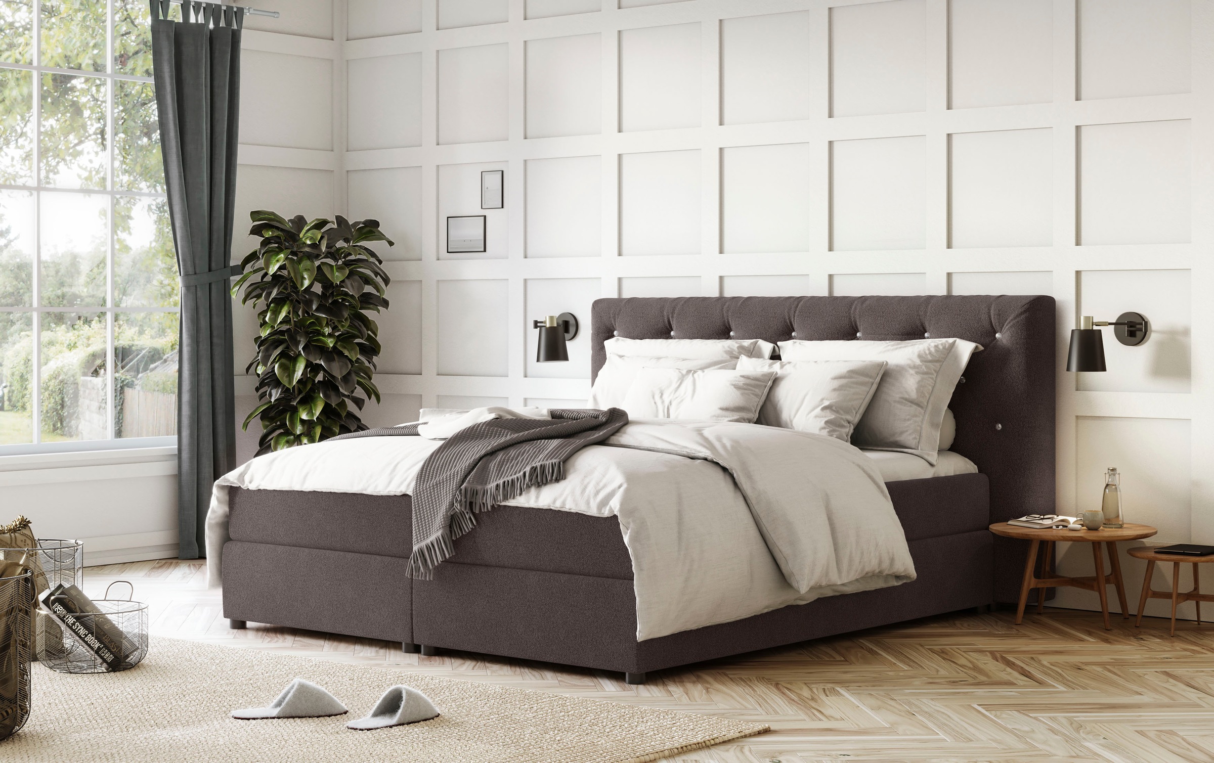 COTTA Boxspringbett »Castle«, mit Strasssteinen im Kopfteil, inkl. Topper