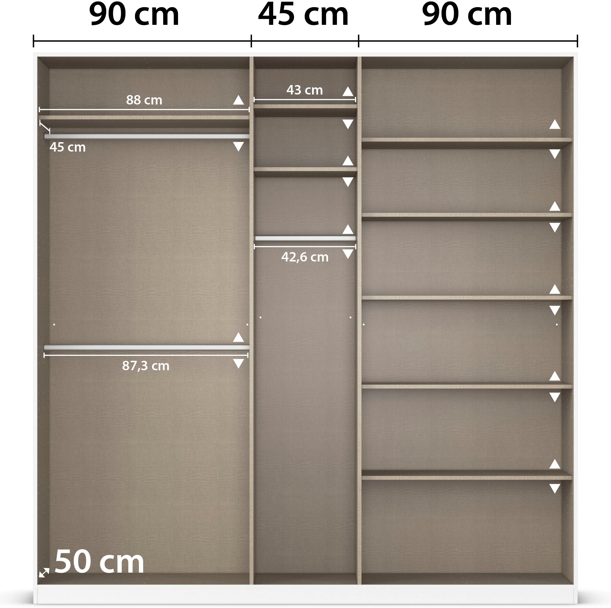 rauch Drehtürenschrank »Kleiderschrank Kleiderschränke Schrank Garderobe AGORDO mit Glasfront«, (in zwei Griff-Farben), durchdachte Innenausstattung, in 6 Breiten und 2 Höhen MADE IN GERMANY