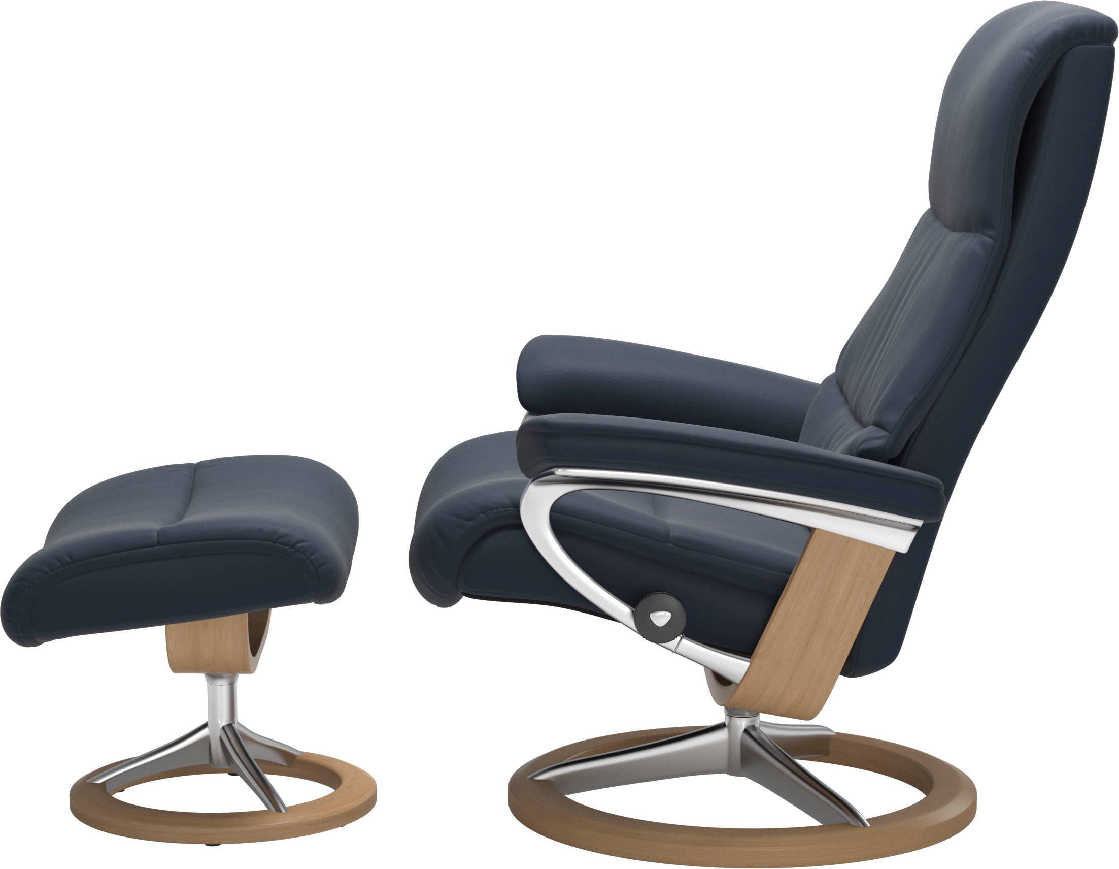Stressless® Relaxsessel »View«, (Set, Relaxsessel mit Hocker), mit Signature Base, Größe M,Gestell Eiche