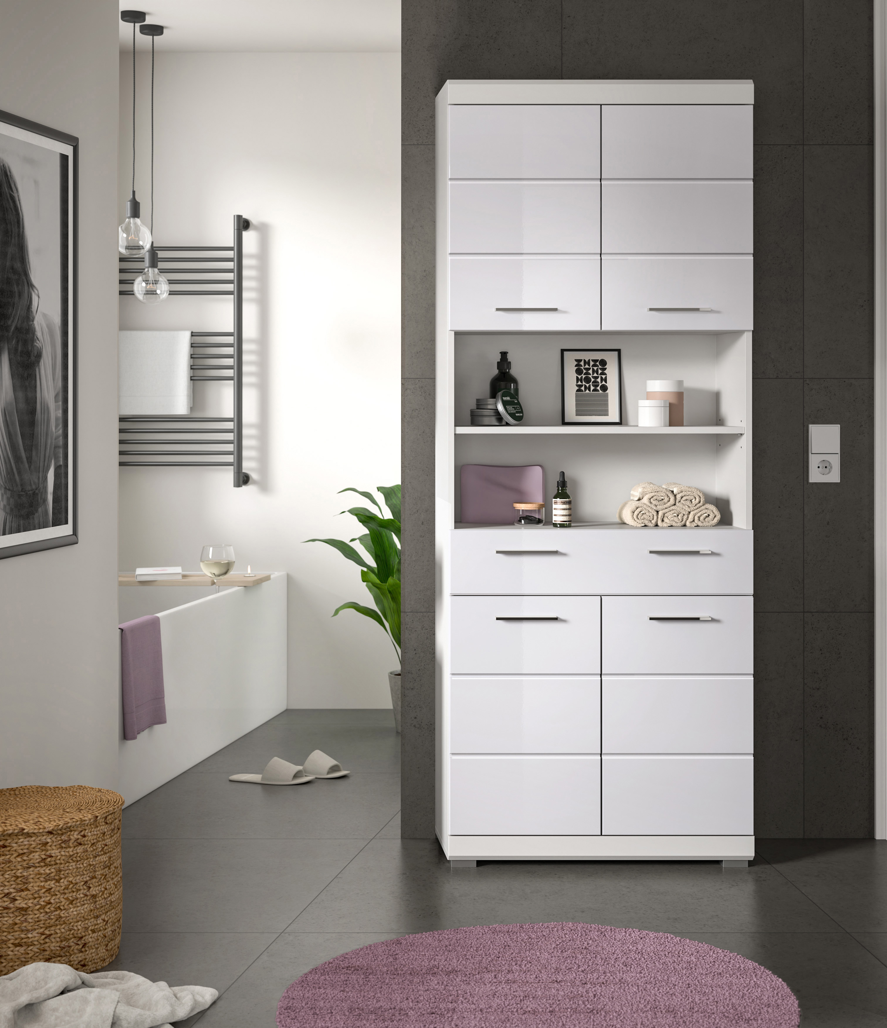 INOSIGN Hochschrank »SIENA, Breite 74cm, 4 Türen, 1 Schubkasten, 2 offene F günstig online kaufen