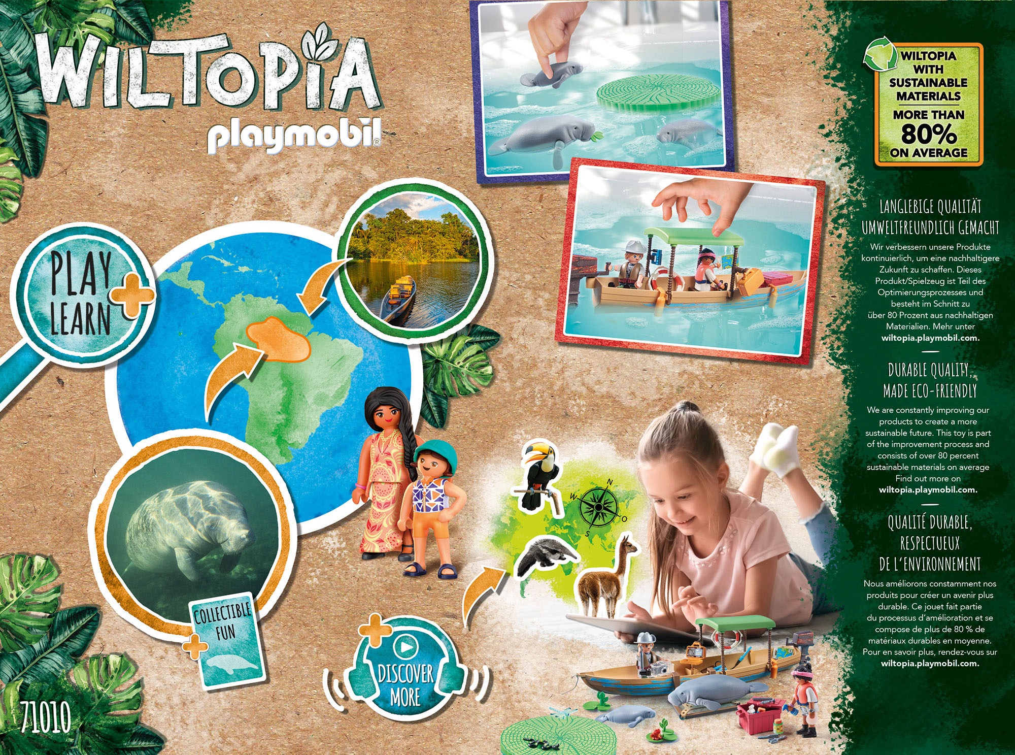 Playmobil® Konstruktions-Spielset »Wiltopia - Bootsausflug zu den Seekühen (71010), Wiltopia«, (71 St.), teilweise aus recyceltem Material; Made in Europe
