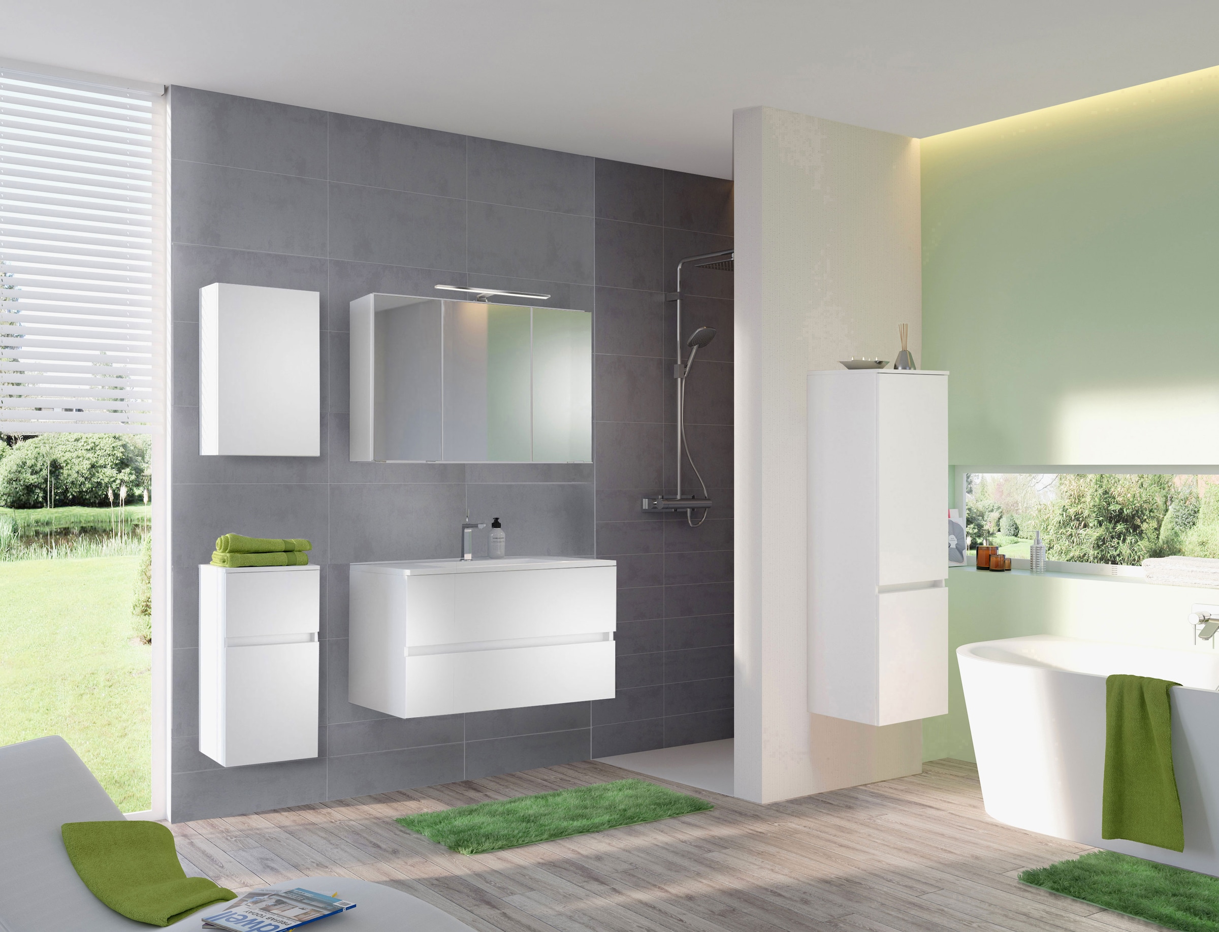 welltime Badmöbel-Set »Welltime Möbel Baabe Waschtisch-Set 3tlg. oder 5tlg. günstig online kaufen