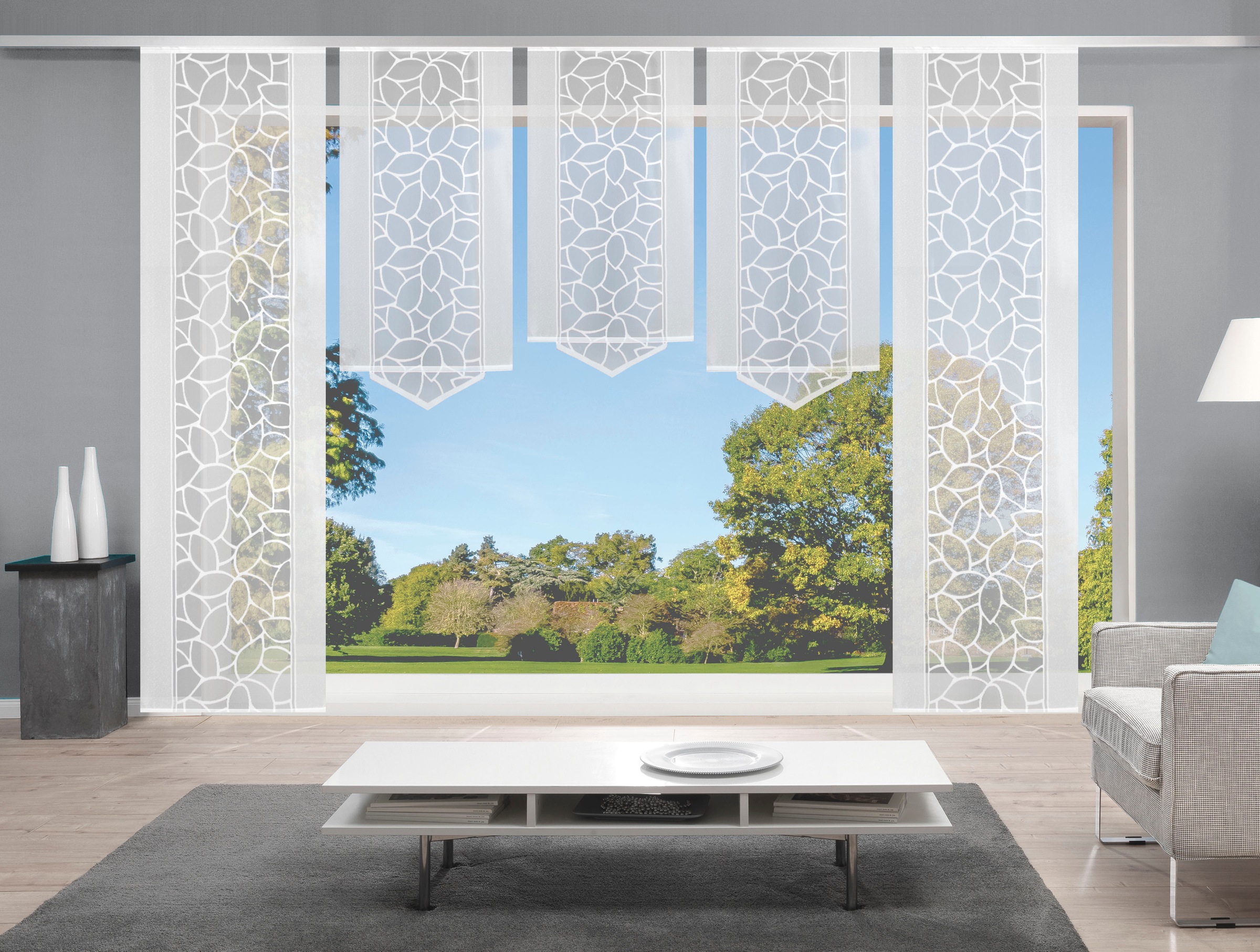 HOME WOHNIDEEN Schiebegardine »JENNA«, (5 St.), Schiebevorhang Jacquard Set
