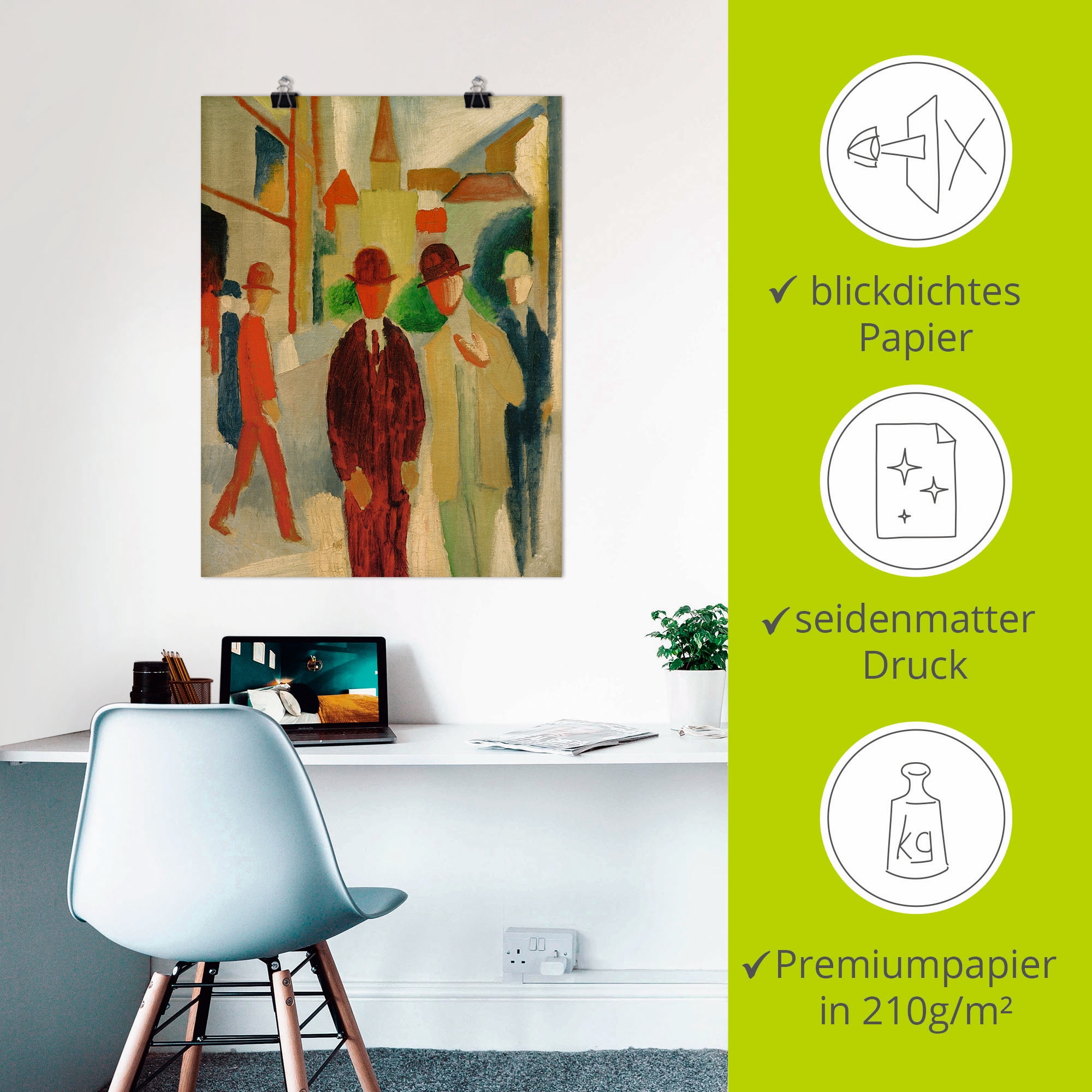 Artland Kunstdruck »Helle Straße mit Leuten«, Gruppen & Familien, (1 St.), als Leinwandbild, Wandaufkleber oder Poster in versch. Größen