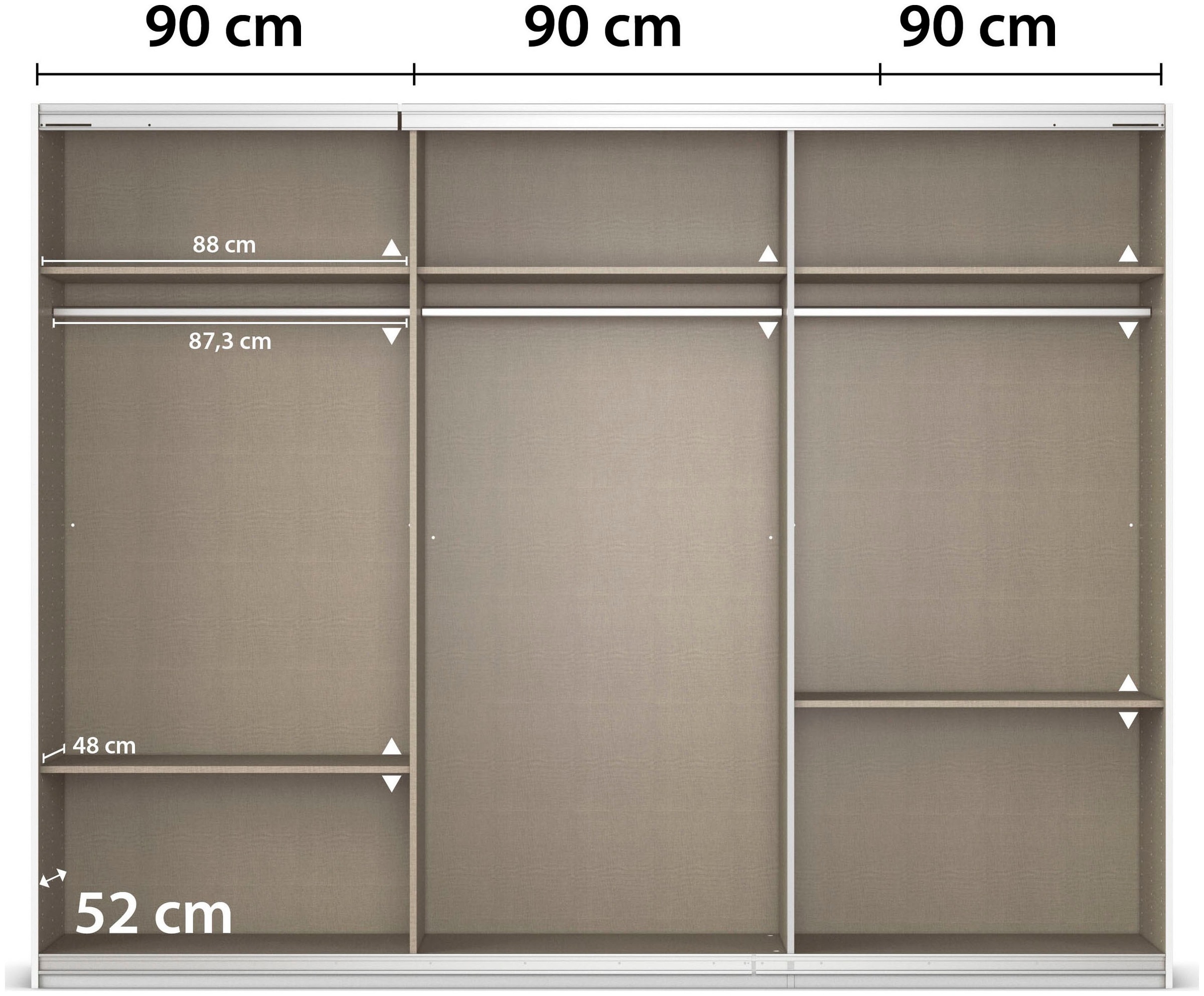 rauch Schwebetürenschrank »Kleiderschrank Schrank OTTO´S CHOICE Garderobe AGORDO«, (in zwei Griff-Farben), Top Innenausstattung, in 4 Breiten und 2 Höhen MADE IN GERMANY