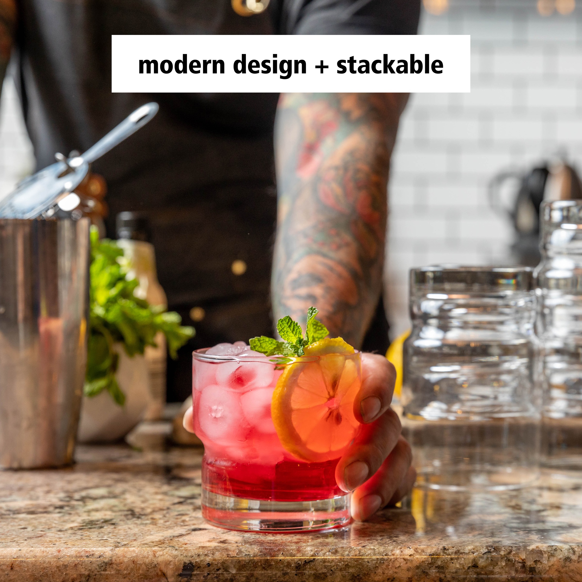 LIBBEY Gläser-Set »D.O.F. Glas -NEWTON- 355 ml, Ø: 9 cm, H: 9 cm, 12er Set«, (Set, 12 tlg.), hochwertig verarbeitet, im modernen Design