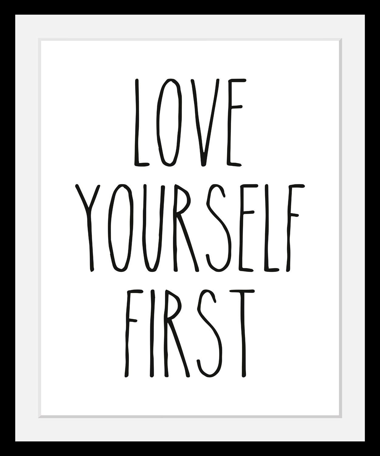 queence Bild »Selbstliebe«, Schwarz-Weiß-Schriftzug-Motivationsbilder-Liebe günstig online kaufen