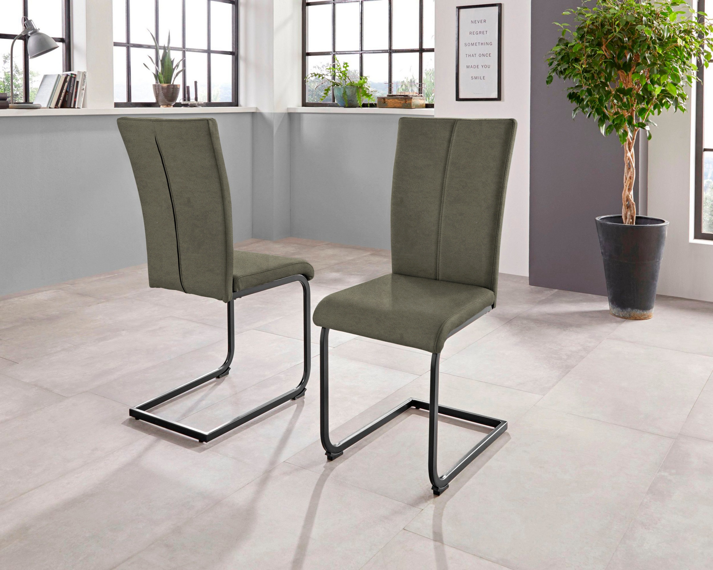 Home affaire Freischwinger »Oliver«, (Set), 2 St., Microfaser, Stuhl belast günstig online kaufen