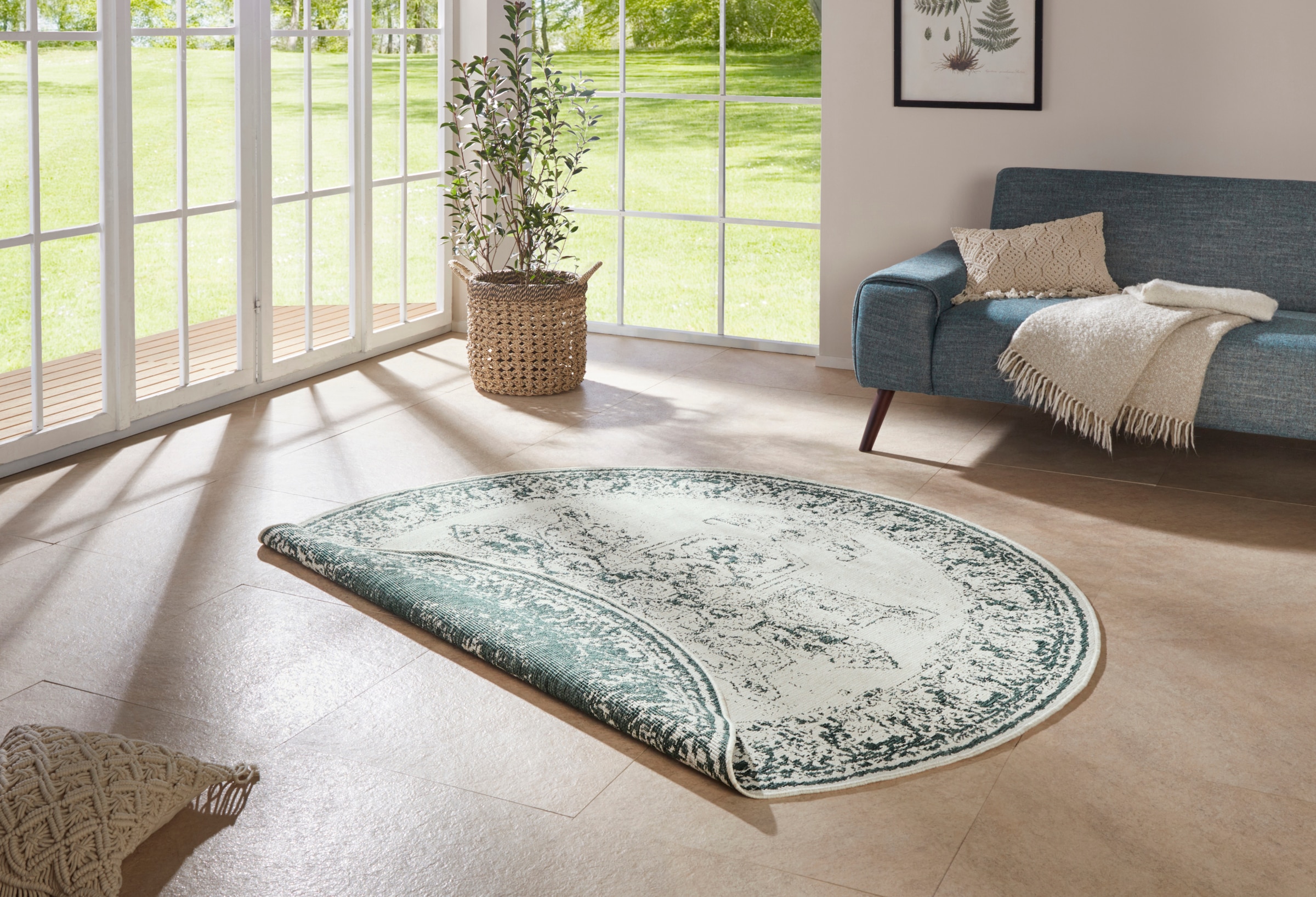 HANSE Home Teppich »Borbon Wendeteppich«, rund, 5 mm Höhe, In-& Outdoor, We günstig online kaufen