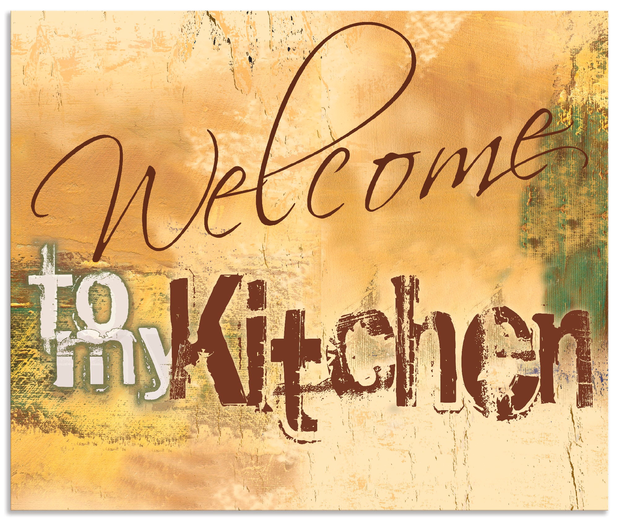Küchenrückwand »Willkommen in meiner Küche«, (1 tlg.), Alu Spritzschutz mit Klebeband,...