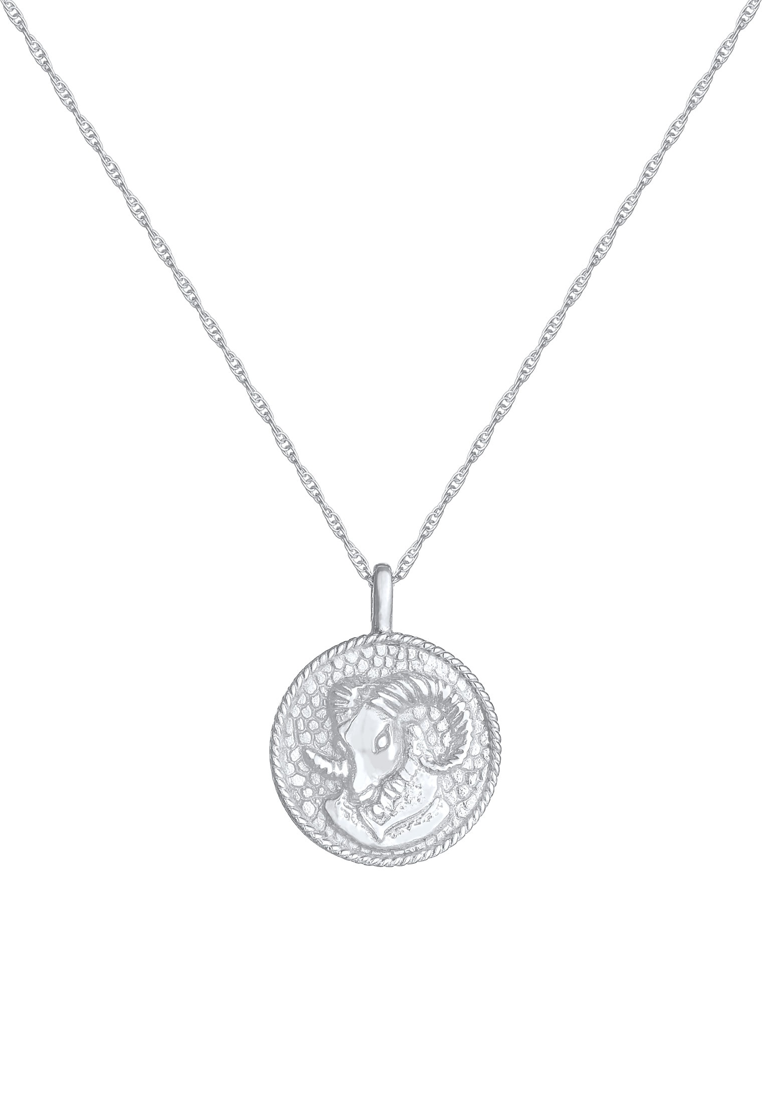 Elli Kette mit Anhänger »Sternzeichen Widder Astro Münze Antik 925 Silber«