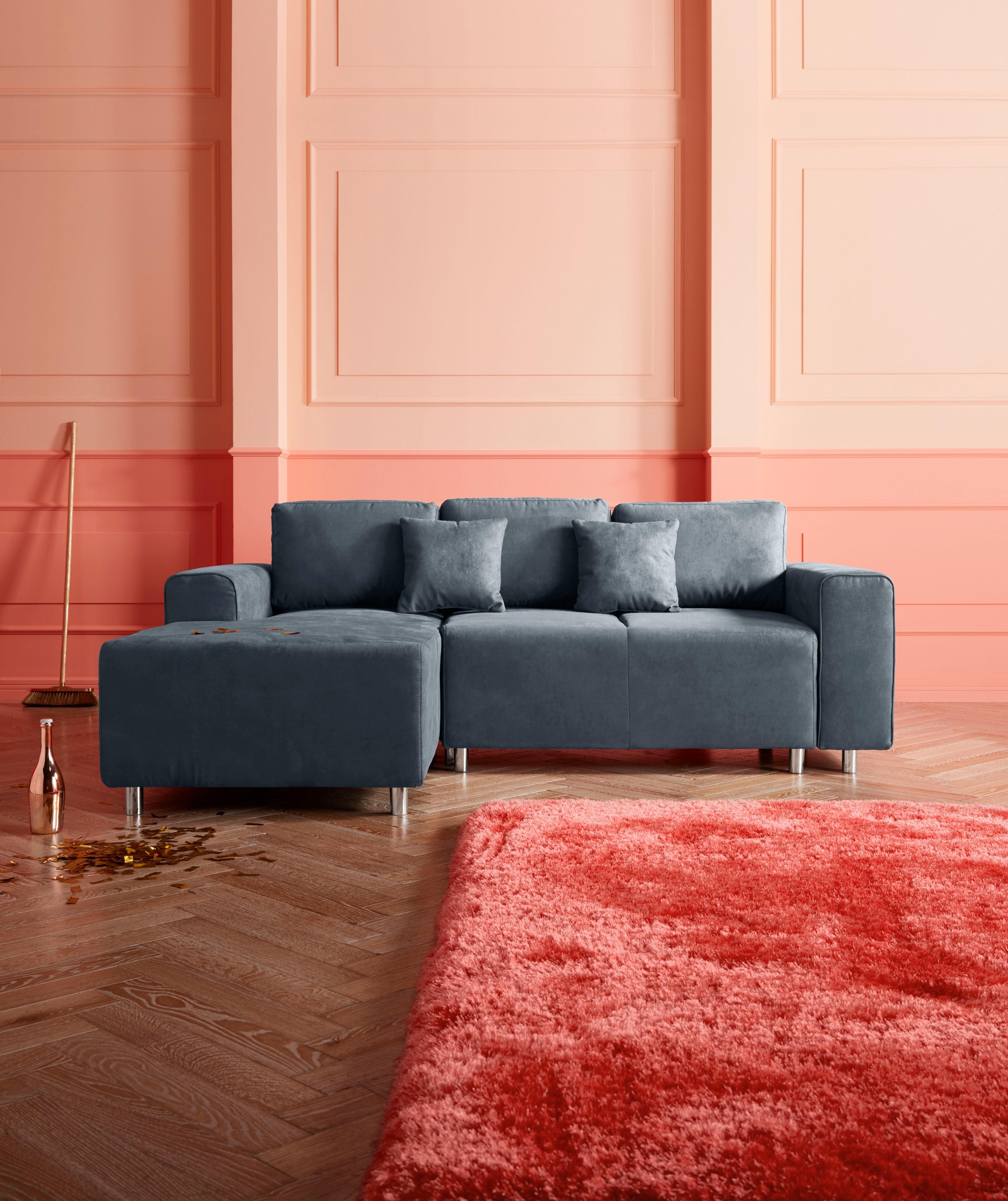 Guido Maria Kretschmer Home&Living Ecksofa »Györ«, L-Form, wahlweise mit Bettfunktion und Bettkasten incl. 2 Zierkissen