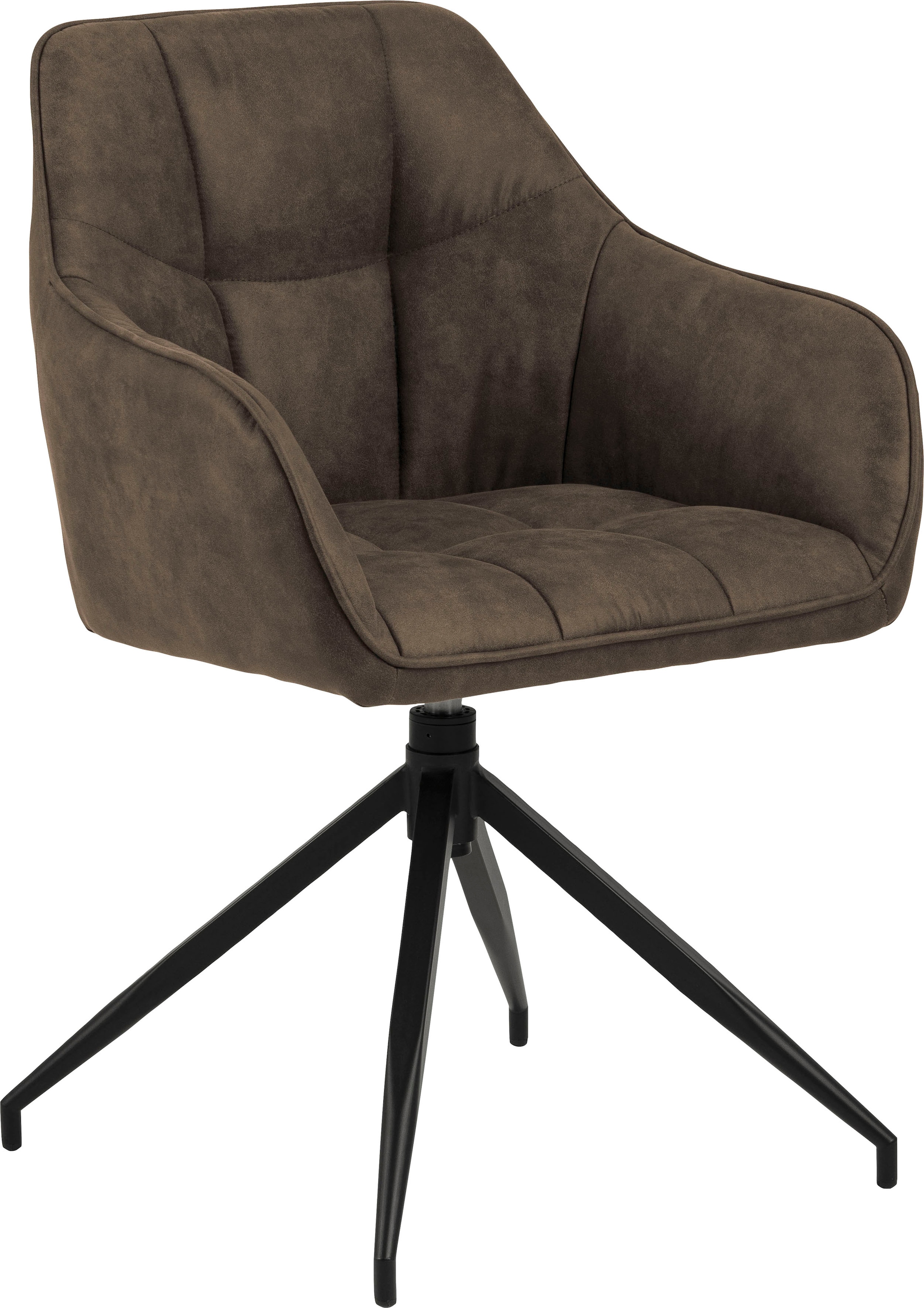 ACTONA GROUP Esszimmerstuhl »Beate« () 1 Stk.mit edlem Samtstoff und modernen quadratischen Nähten hellbraun + matt schwarz