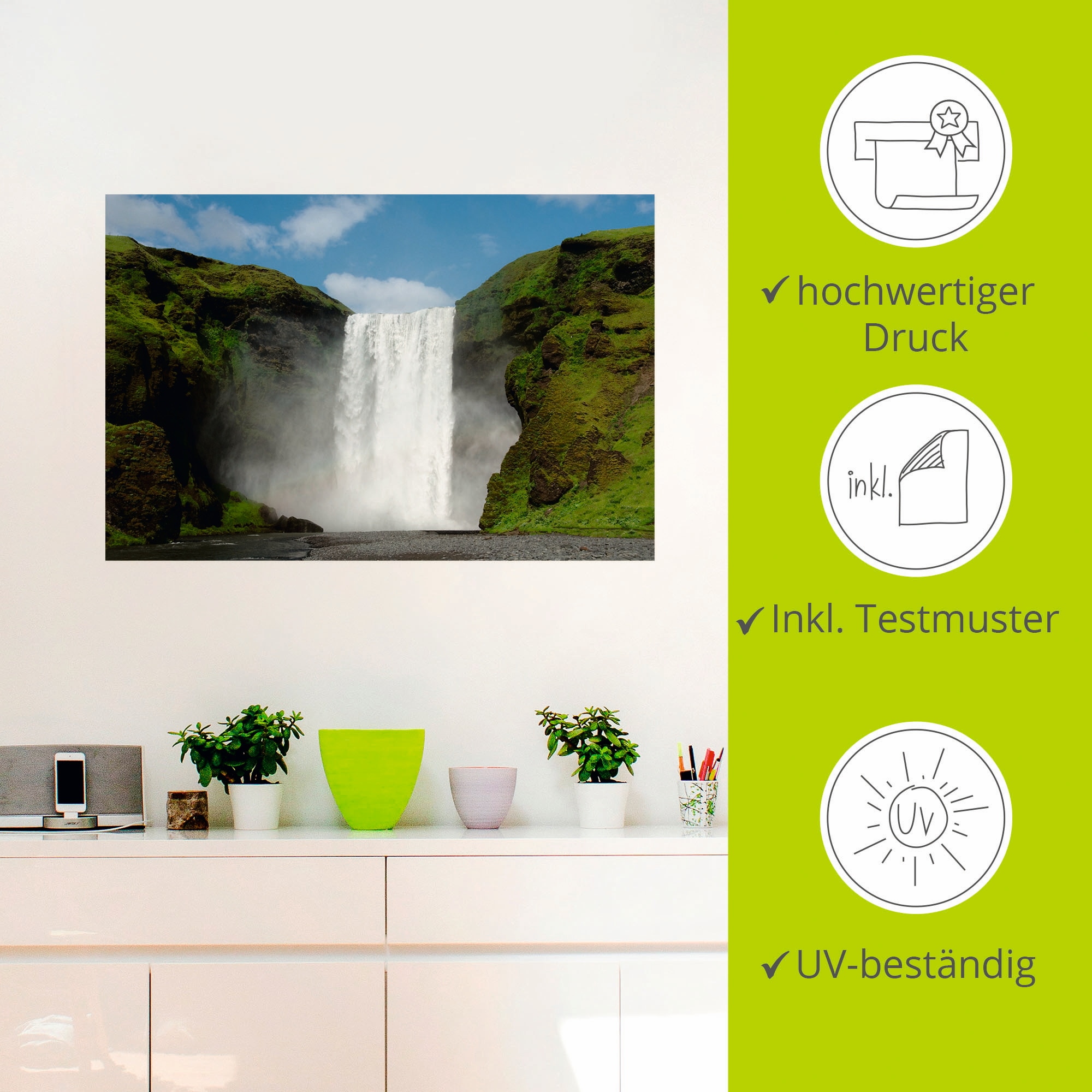 Artland Wandfolie »Skogafoss«, Gewässer, (1 St.), selbstklebend
