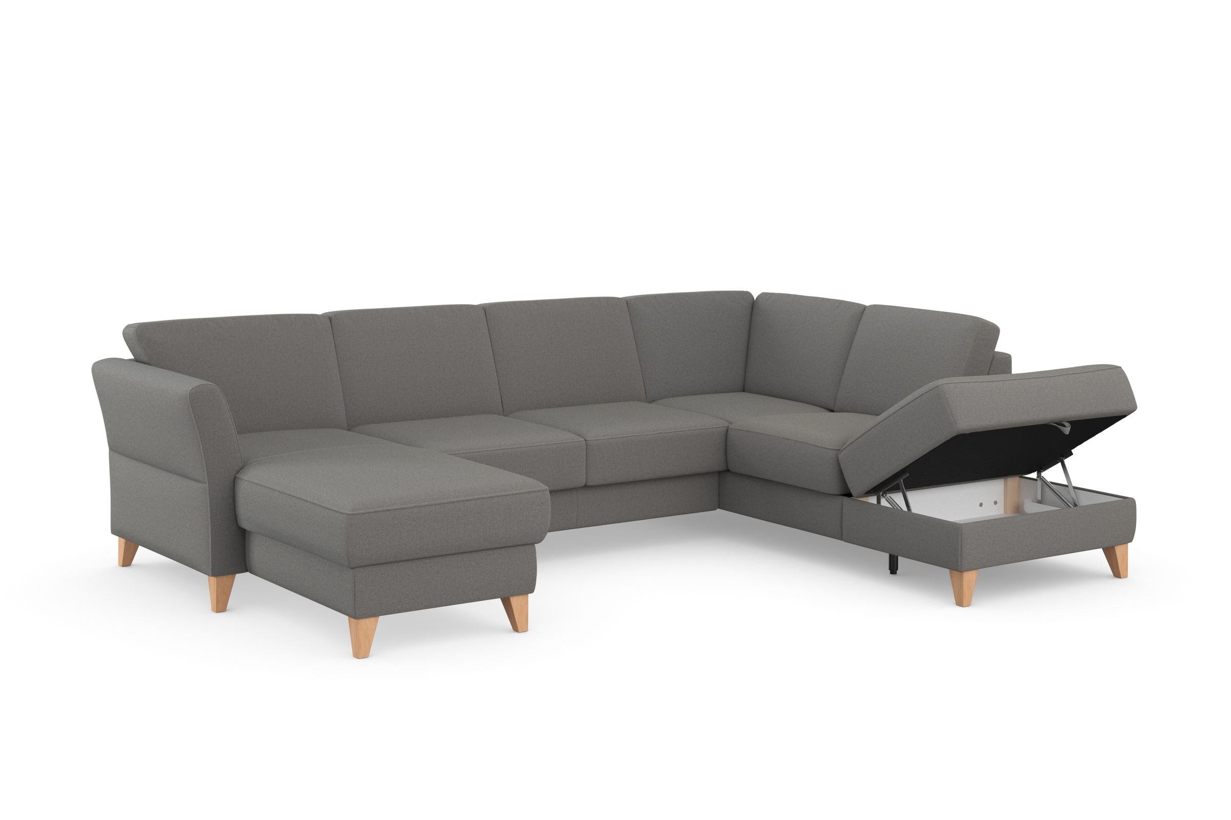 sit&more Wohnlandschaft »Visby U-Form«, wahlweise mit Bettfunktion und Stauraum, frei im Raum stellbar