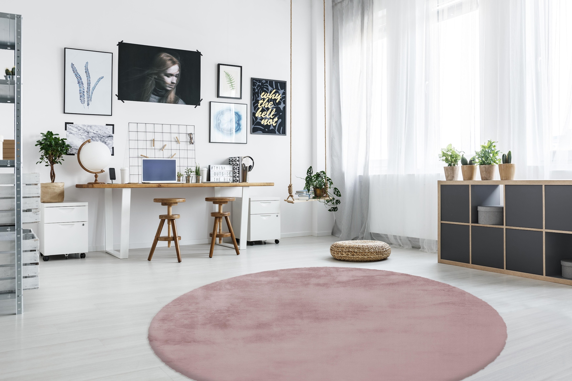 Arte Espina Fellteppich »Rabbit 100«, rund, 45 mm Höhe, Kunstfell, Kaninche günstig online kaufen