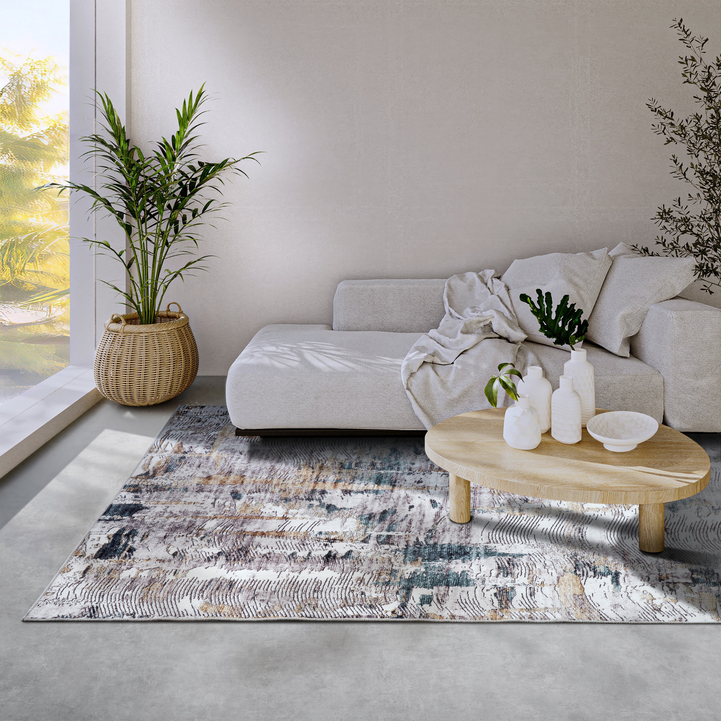ELLE DECORATION Teppich »Malard«, rechteckig, 5 mm Höhe, Kurzflor, Anti Rutsch, Vintage, Modern, Wohnzimmer, Flur
