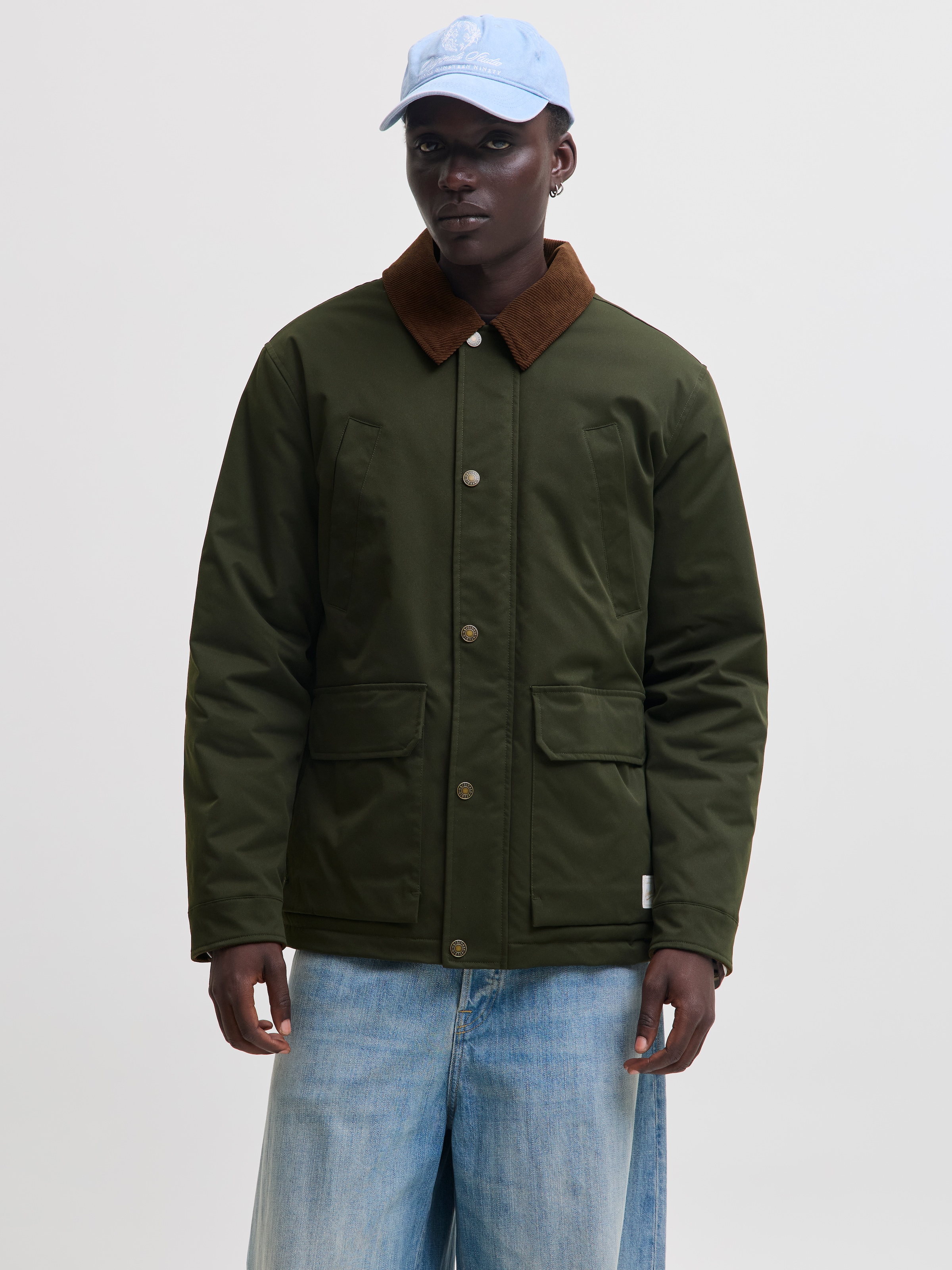 Jack & Jones Fieldjacket »JORNORREBRO PADDED BARN JACKET SN« Kunstfaser, mit Knopfleiste