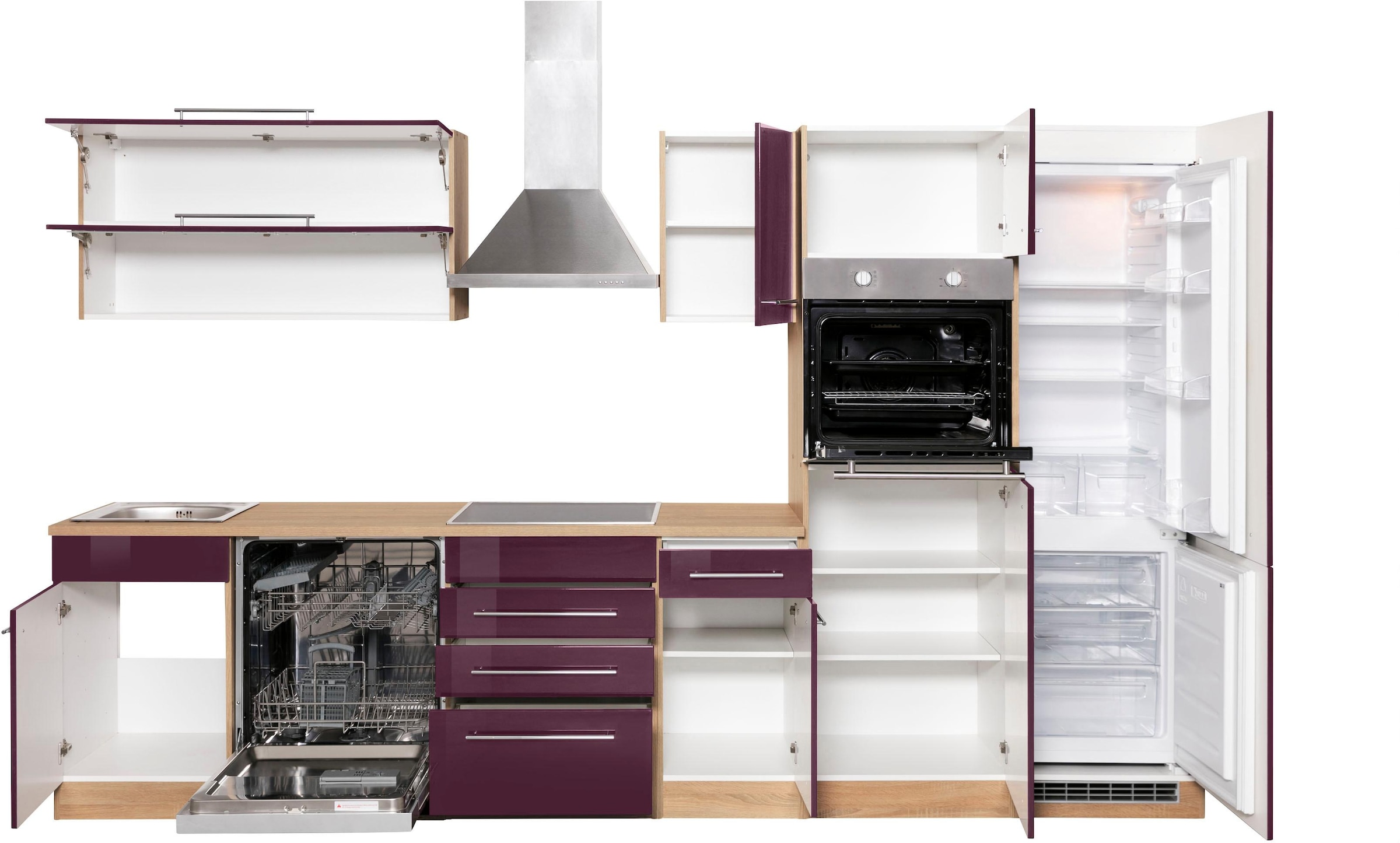 KOCHSTATION Küchenzeile »KS-Eton«, mit E-Geräten, Breite 330 cm