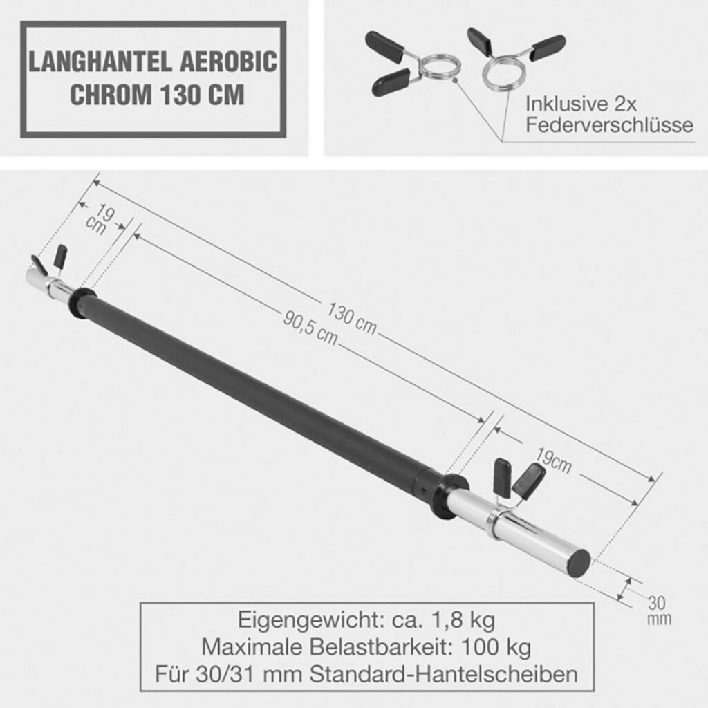 GORILLA SPORTS Langhantelstange »Aerobic Langhantelstange 130 cm«, 130 cm