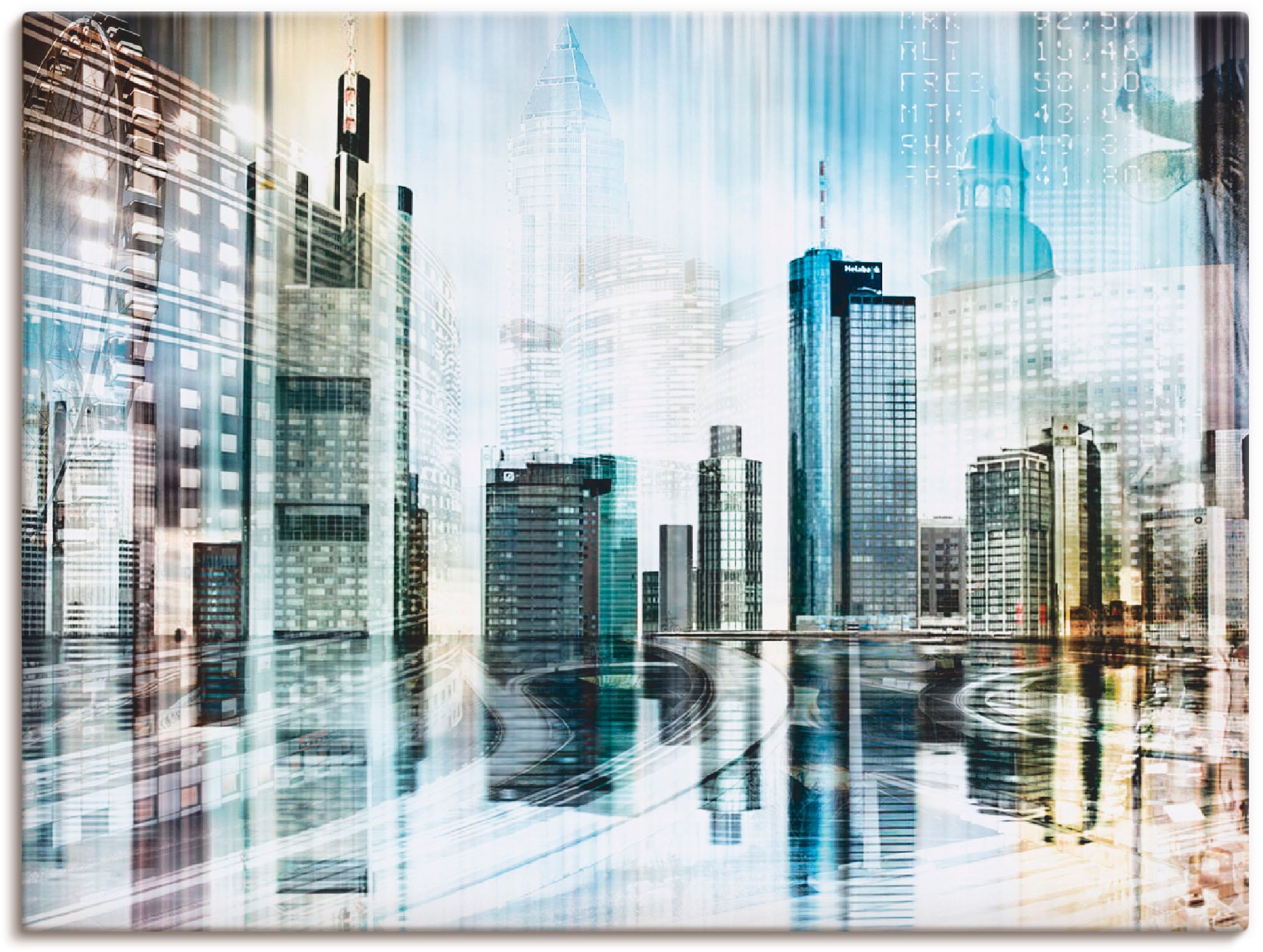 Artland Leinwandbild »Frankfurt Skyline Abstrakte Collage«, Deutschland, (1 St.), auf Keilrahmen gespannt