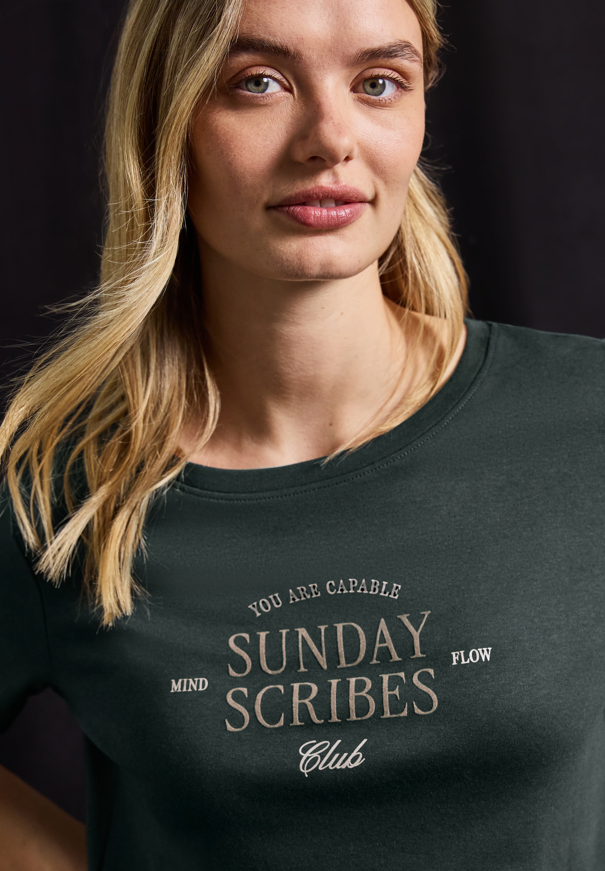 STREET ONE T-Shirt, Sommershirt mit Wording-Artwork
