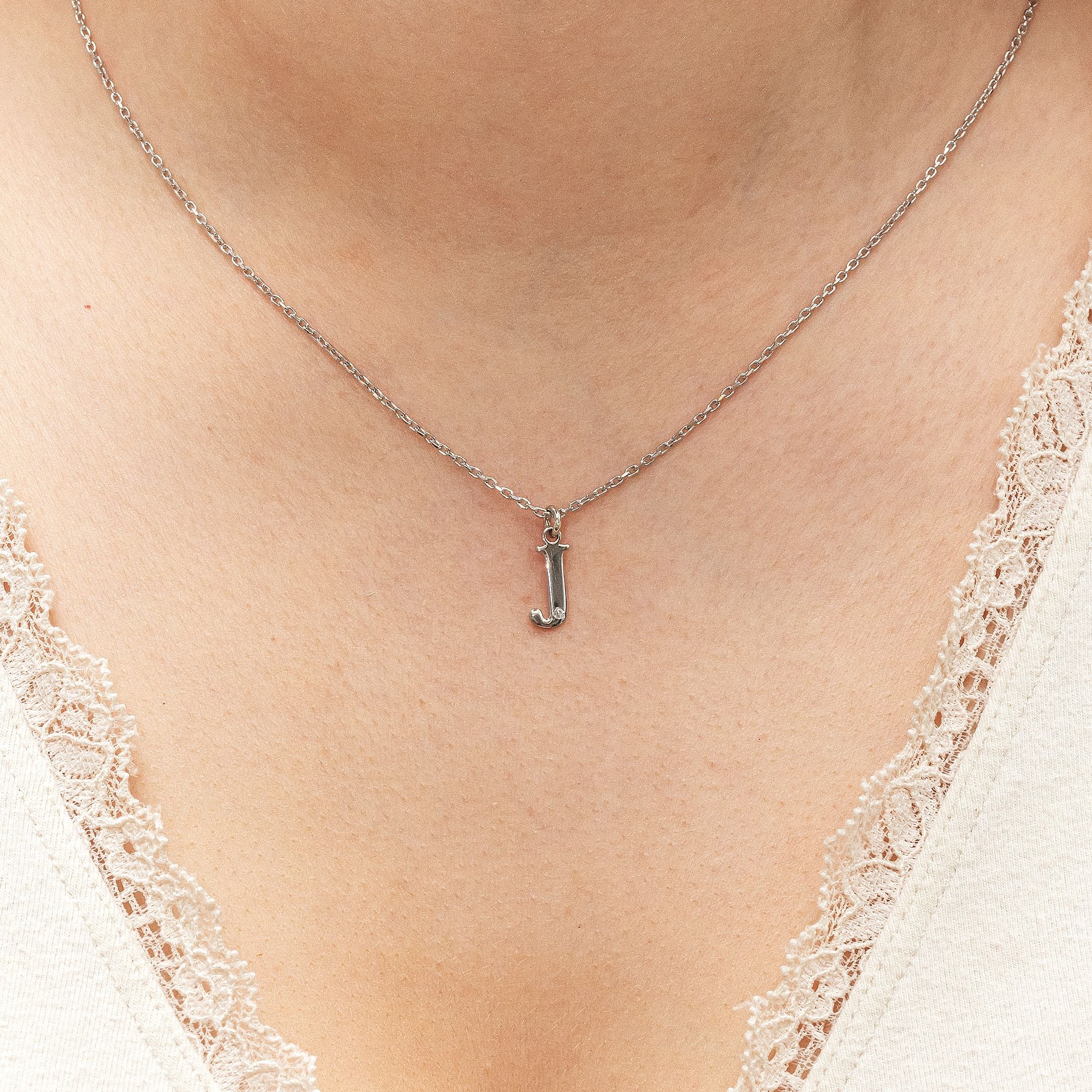 Diamonds by Ellen K. Kette mit Anhänger »Silber 925 mit 1x Diamant 0,008ct. Buchstabe J«