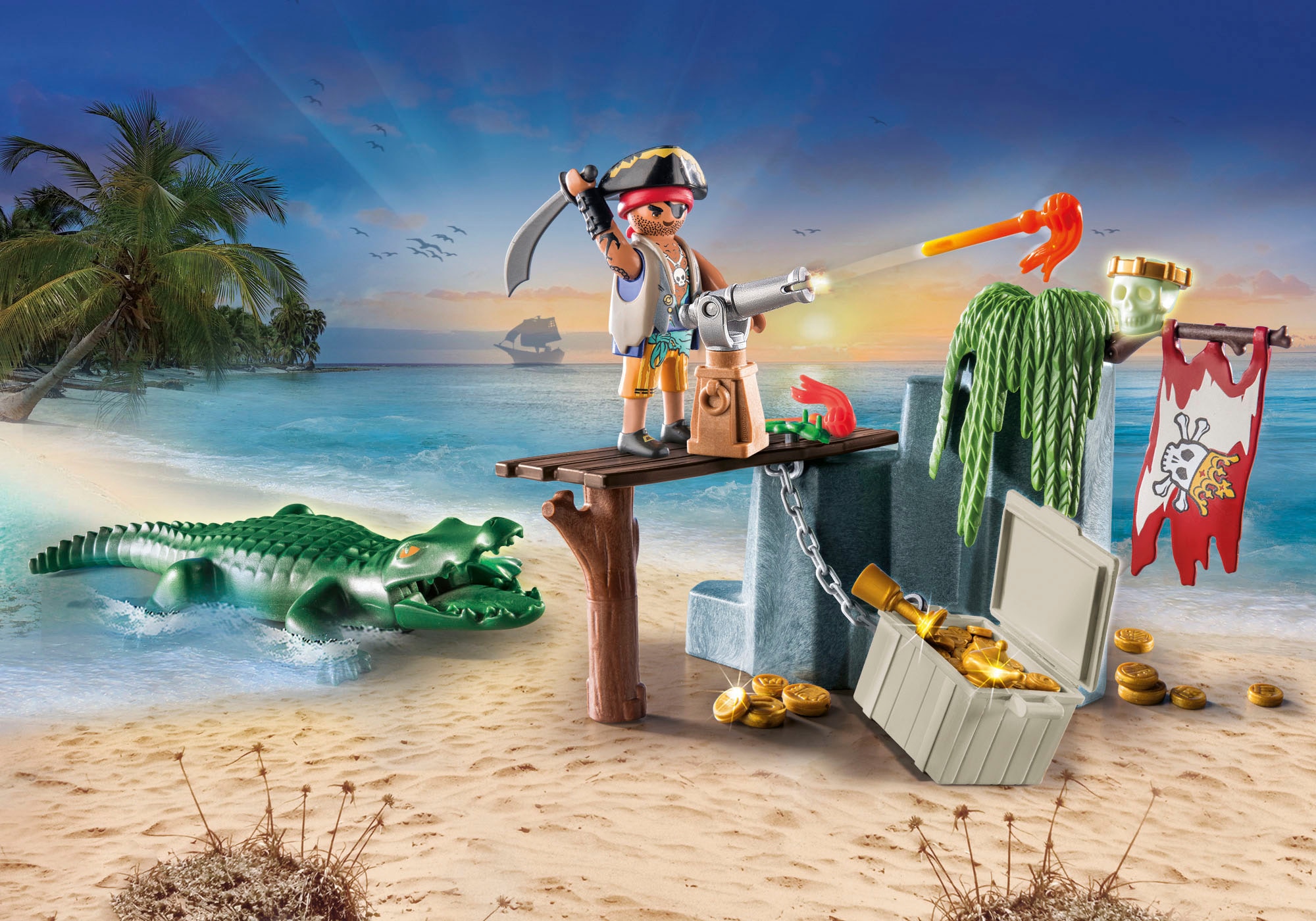 Playmobil® Konstruktions-Spielset »Pirat mit Alligator (71473), Pirates«, (59 St.), teilweise aus recyceltem Material; Made in Europe