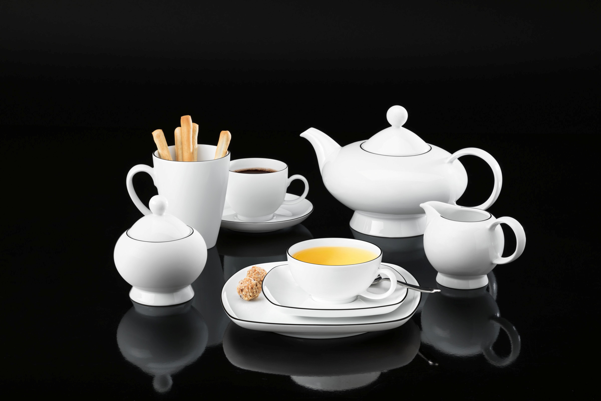 Seltmann Weiden Tasse »Lido Black Line«, (1 tlg.), Milchkaffeeobertasse 0,35 l