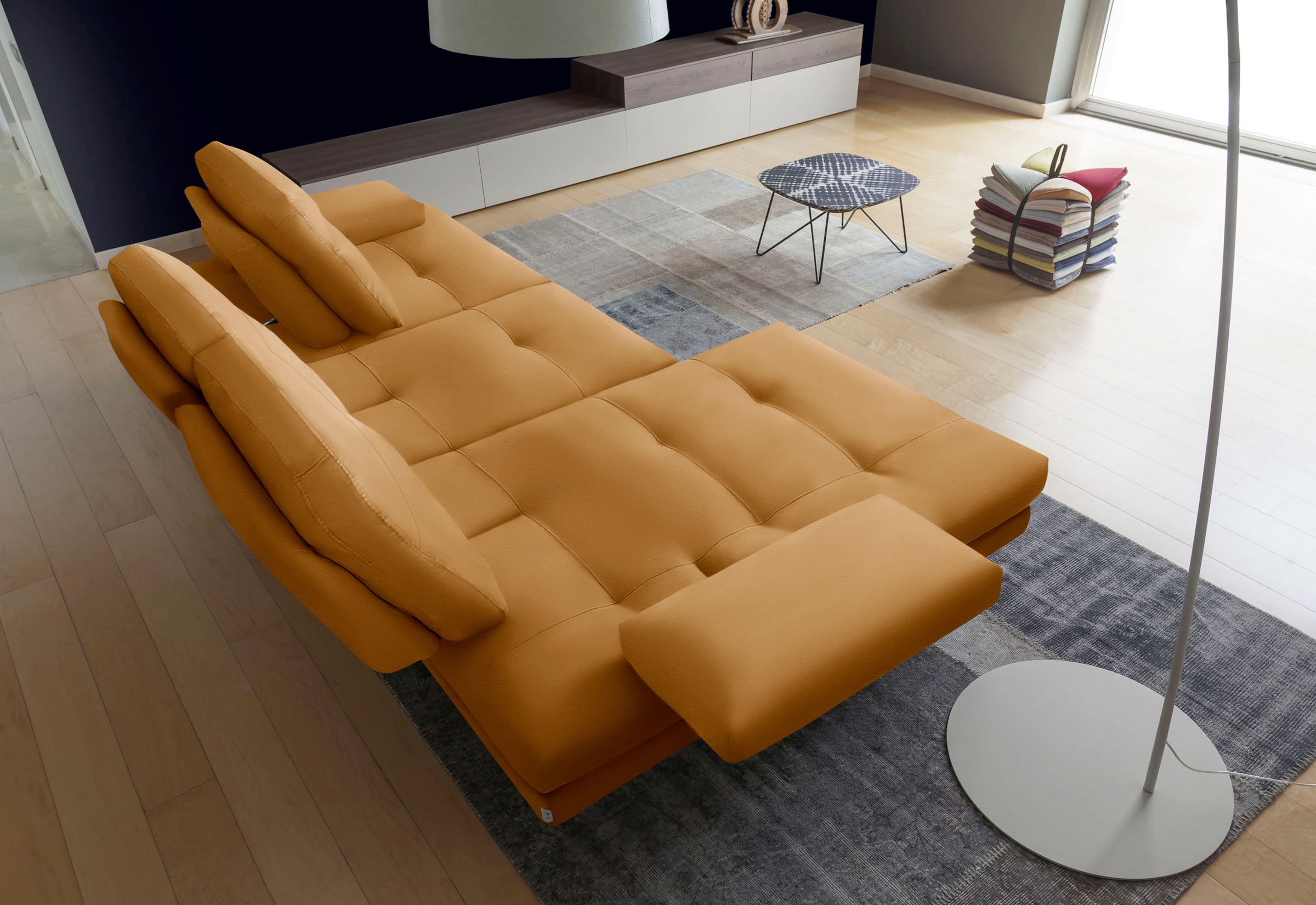 CALIA ITALIA Ecksofa »Toby Wing, L-Form, Designsofa mit sensationellem Sitzkomfort«, inklusive Sitztiefenverstellung, Füße in chrom glänzend