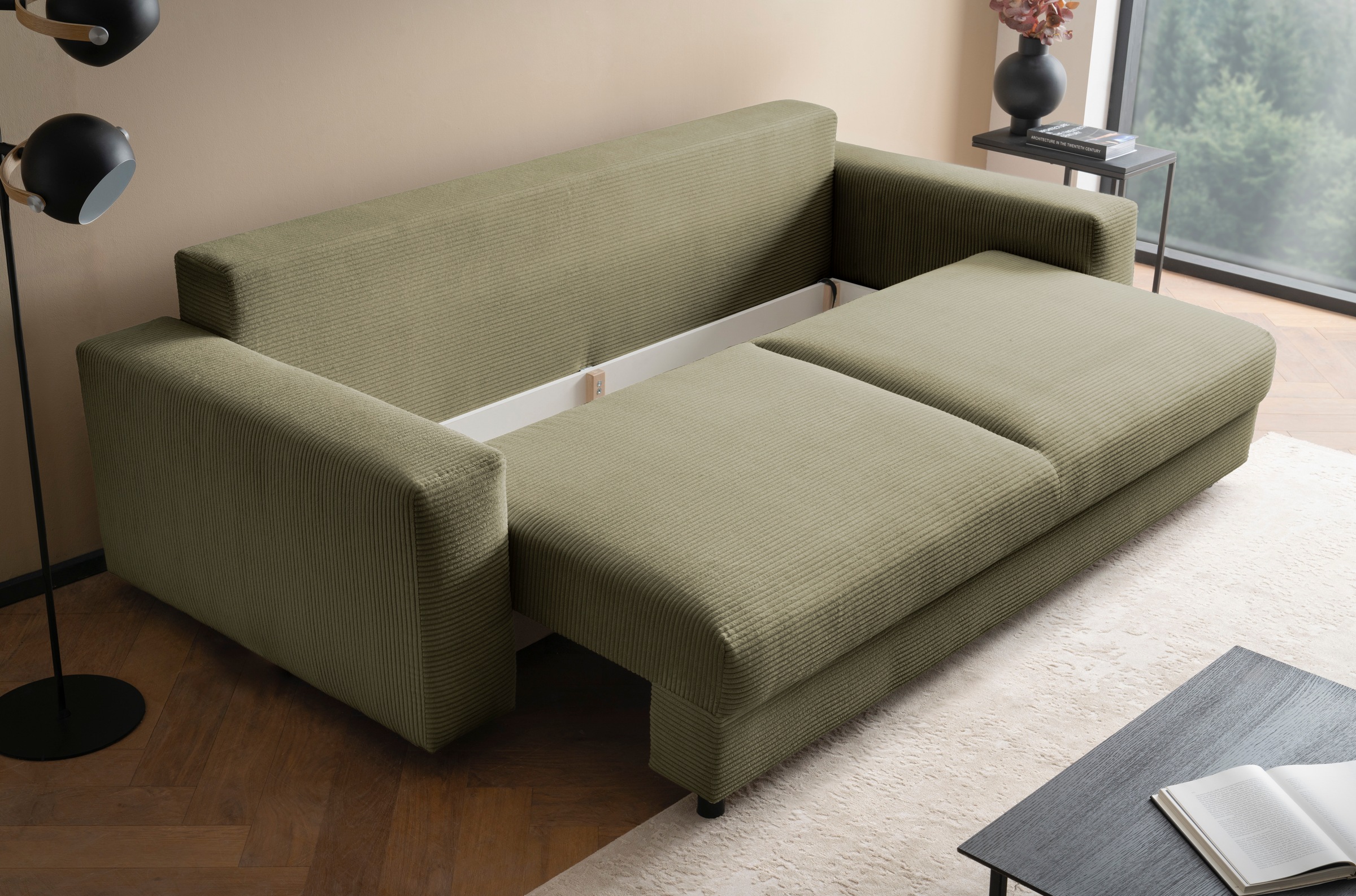 LeGer Home by Lena Gercke Schlafsofa »Imoga, Polster mit Schlaffunktion, 3-Sitzer Sofa, Couch mit Bettkasten«, in modernen Farben und Stoffen, Bettfunktion, Liegefläche: 200x150 cm