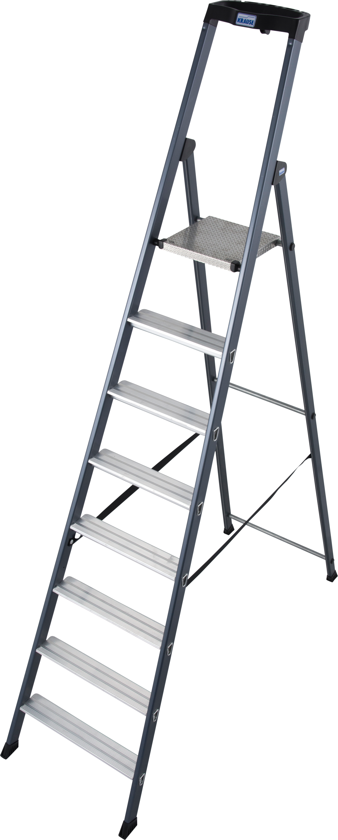 KRAUSE Stehleiter »SePro S« Alu eloxiert, 1x8 Stufen, Arbeitshöhe ca. 370 cm anthrazit B/H/L: 55 cm x 13 cm x 255 cm