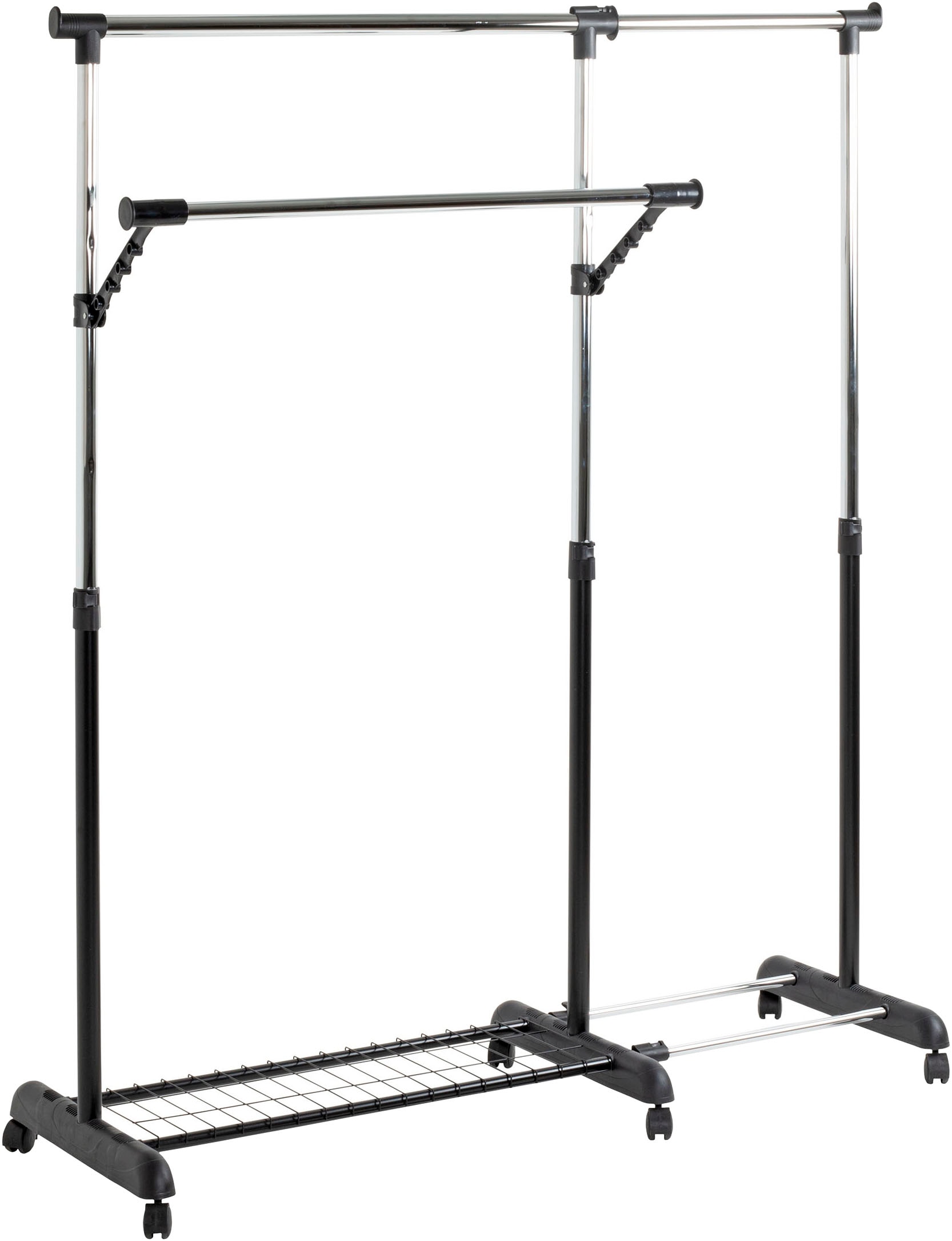 HAKU Garderobenständer »Garderobe, Garderobenständer, Kleiderständer auf Rollen, Kleiderwagen« rechteckig - aus Metall Schwarz - B/T/H 94-160/49/103-170 cm