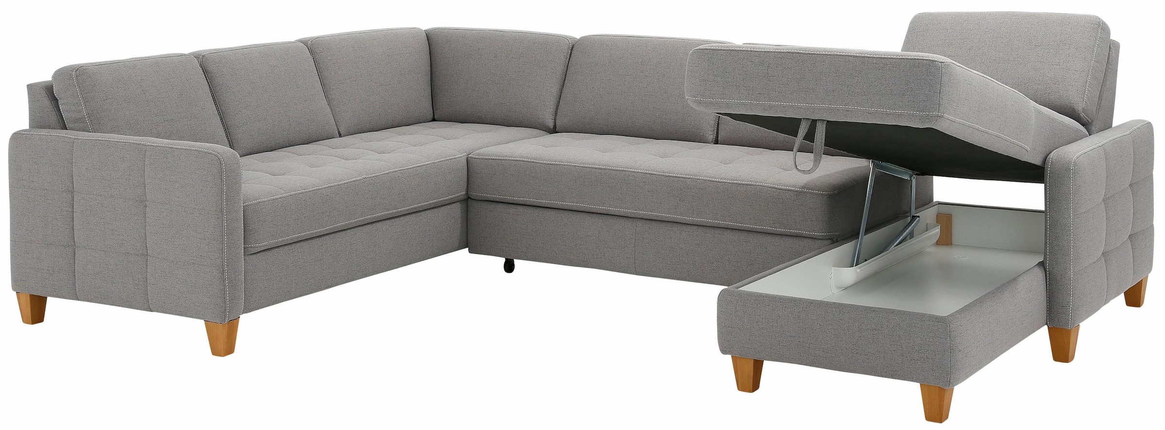 Home affaire Wohnlandschaft »Earl U-Form«, wahlweise auch mit Bettfunktion oder Bettfunktion mit Bettkasten