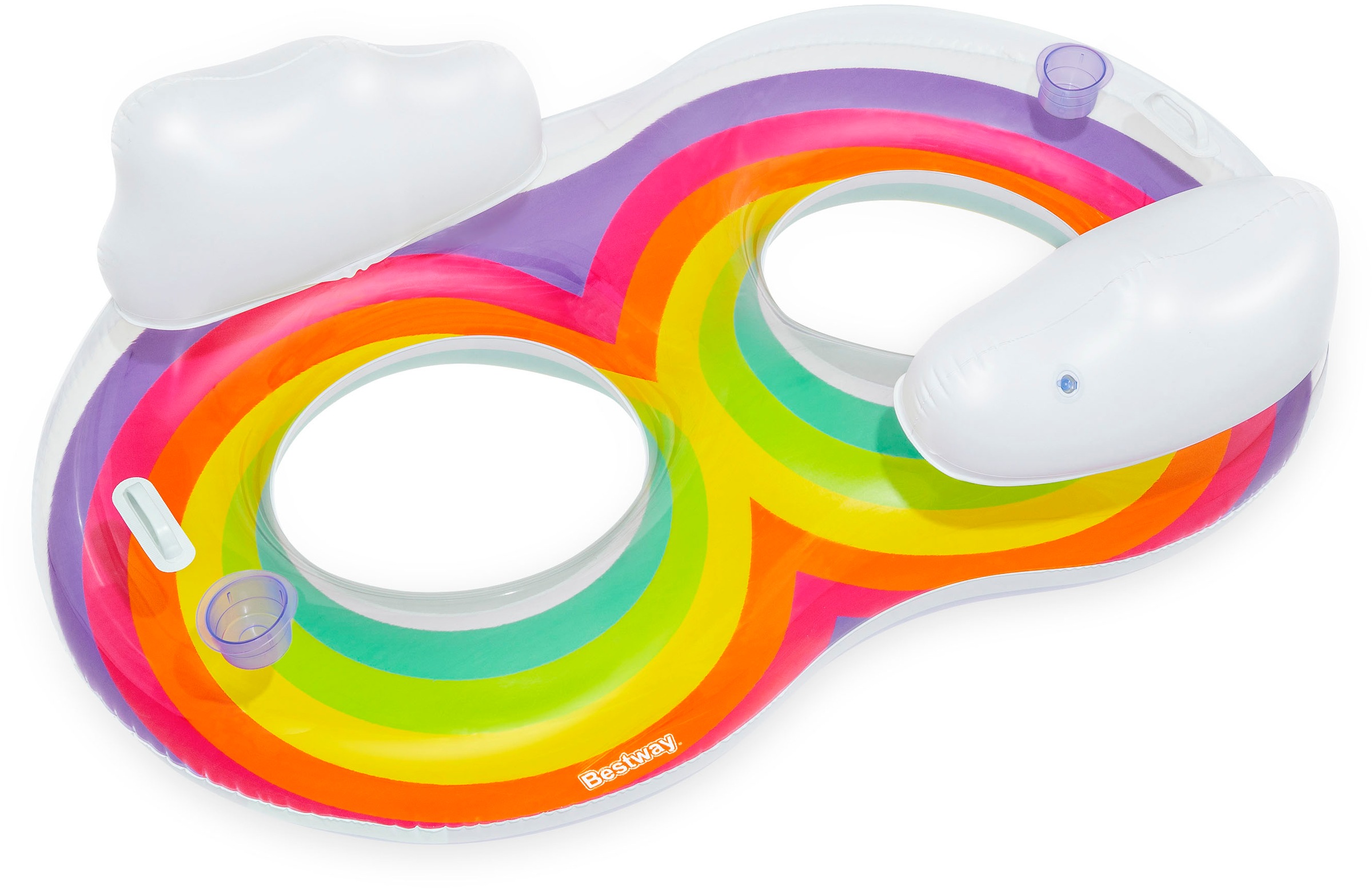 Bestway Schwimmring »Rainbow Dreams™«, für 2 Personen, max. 180 kg, Kopfstütze, Haltegriffe, Getränkehalter