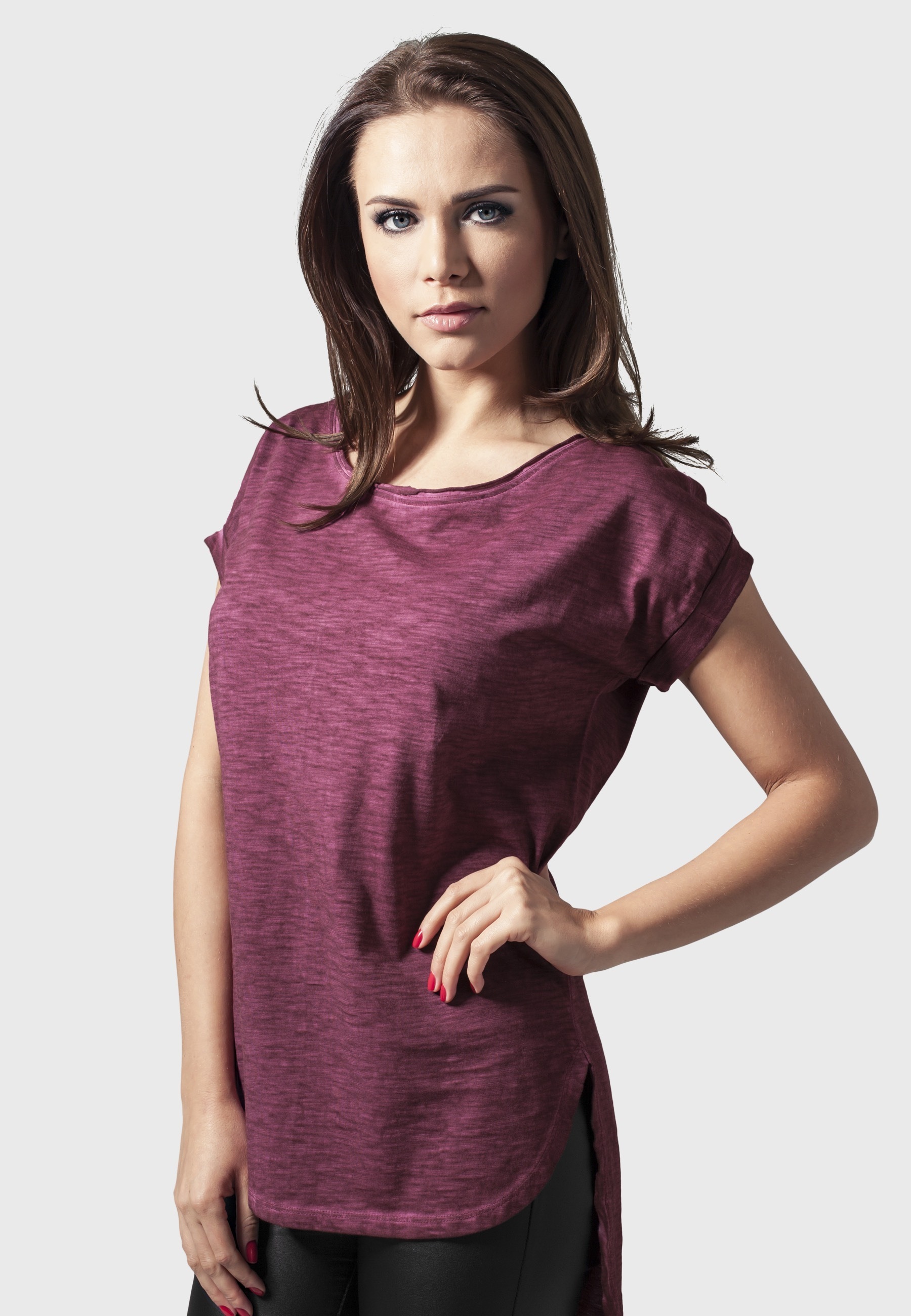 URBAN CLASSICS Kurzarmshirt »Urban Classics Damen Ladies Long Back Shaped Spray Dye Tee« 1 Stk.