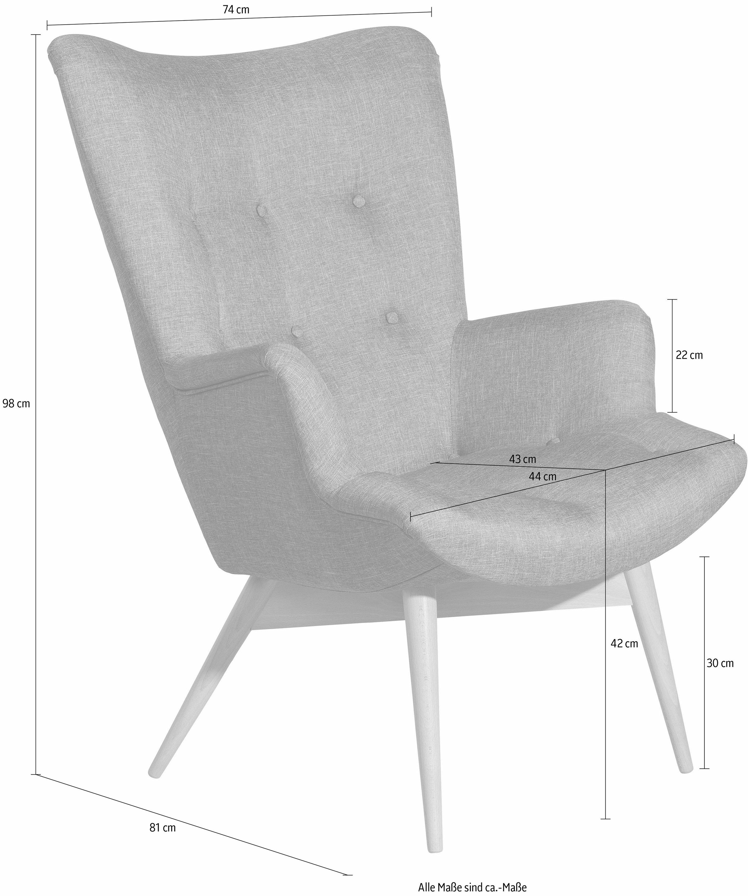 Max Winzer® Sessel »Arne, Hochlehnsessel, Loungesessel«, in Schalenform, im Retrolook, Hochlehner