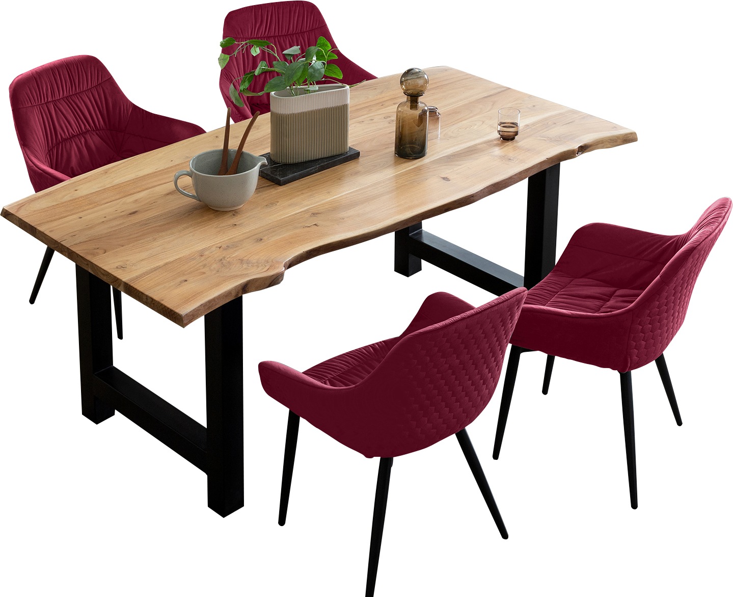 SalesFever Essgruppe »Esszimmerausstattung aus Holz und Metall«, (Set, 5 tl günstig online kaufen