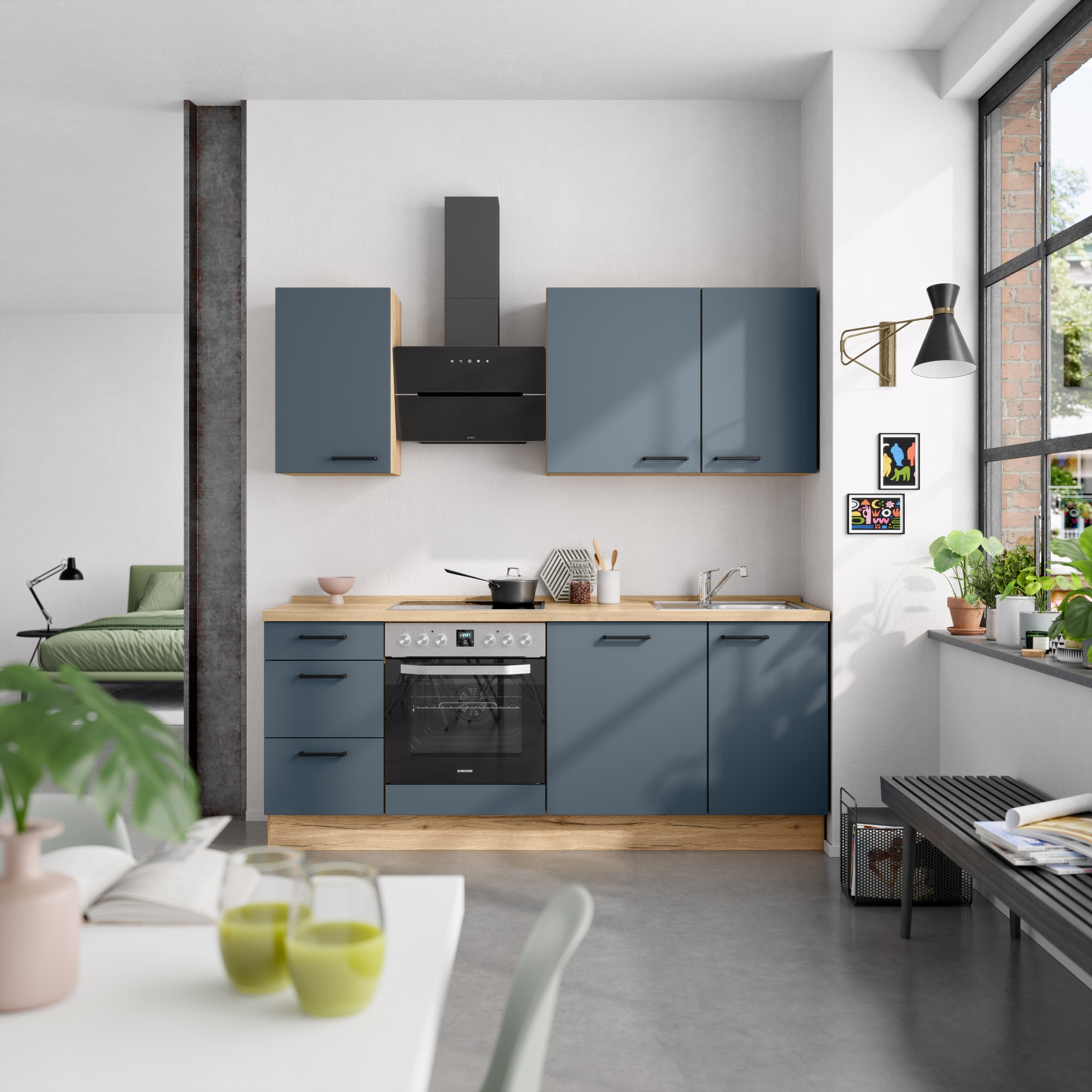 nobilia® Küchenzeile »"Easytouch II"«, vormontiert, Ausrichtung wählbar, Breite 210 cm, wahlw. mit E-Geräten