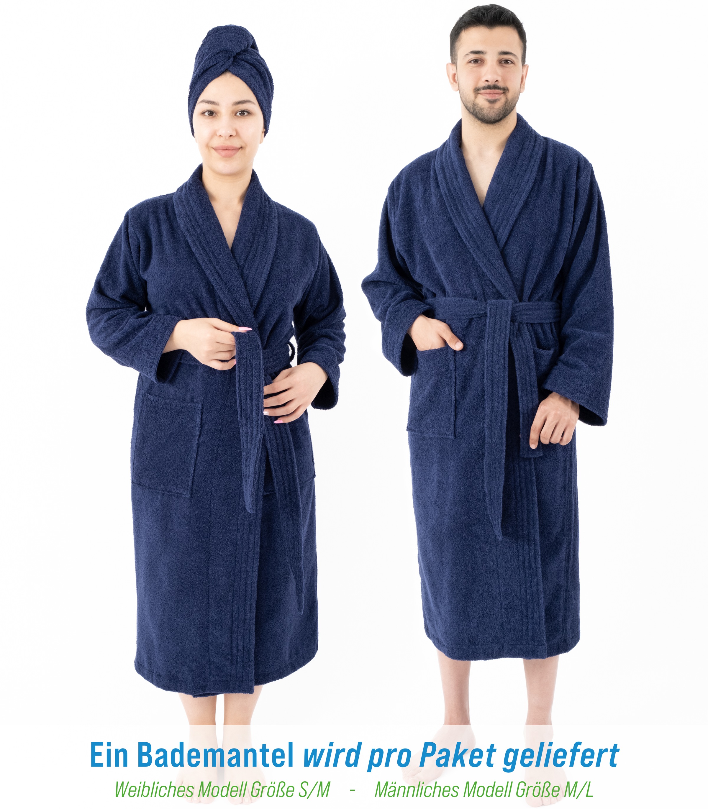 HAMMETEX Bademantel »Bademantel 100% Baumwolle Unisex, 400 GSM, Weich & Saugfähig«, (Packung), ideal für Sauna & Spa, Hotelbademantel, Morgenmantel