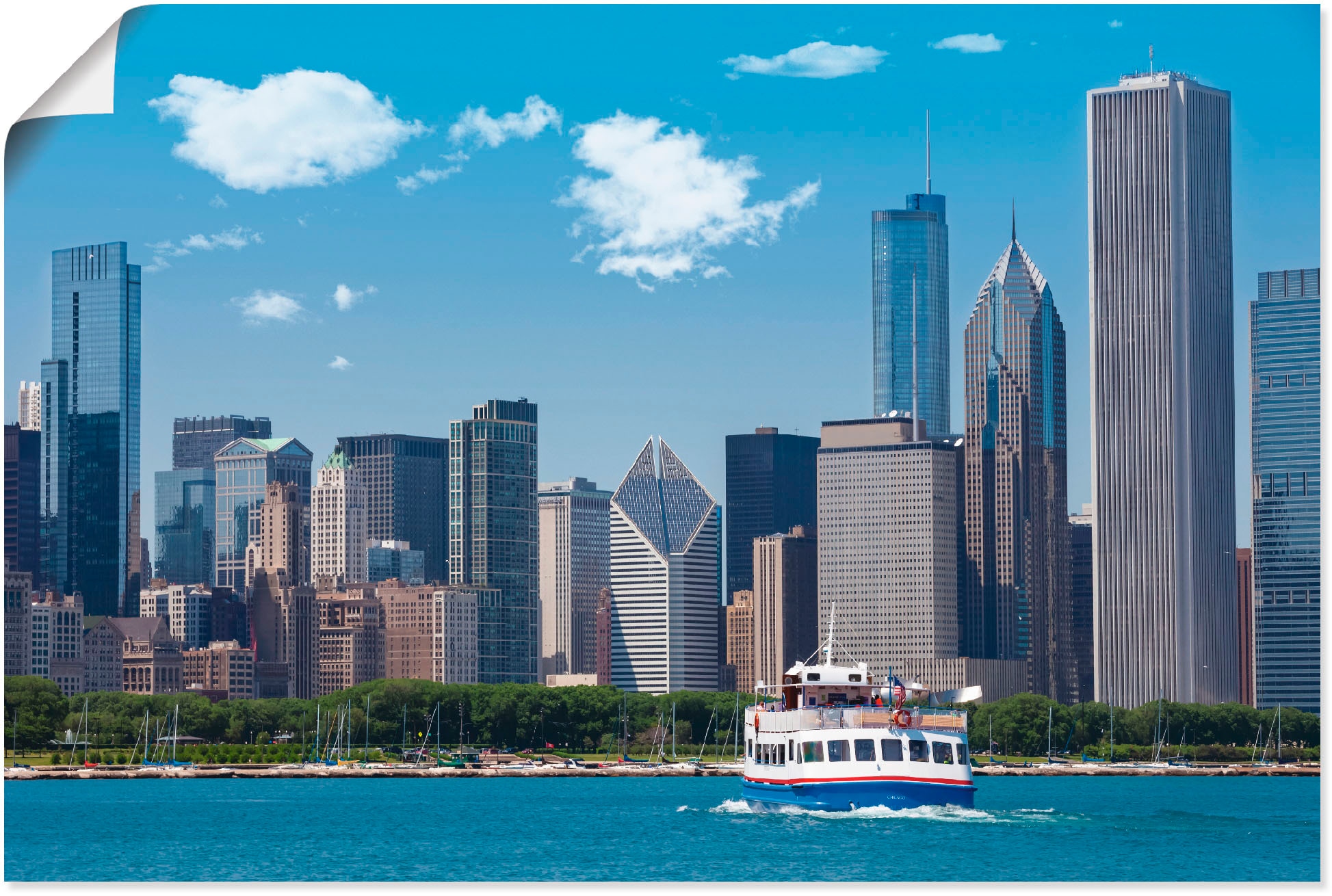 Artland Poster »Chicago Skyline«, Amerika, (1 St.), als Alubild, Leinwandbild, Wandaufkleber oder Poster in versch. Größen