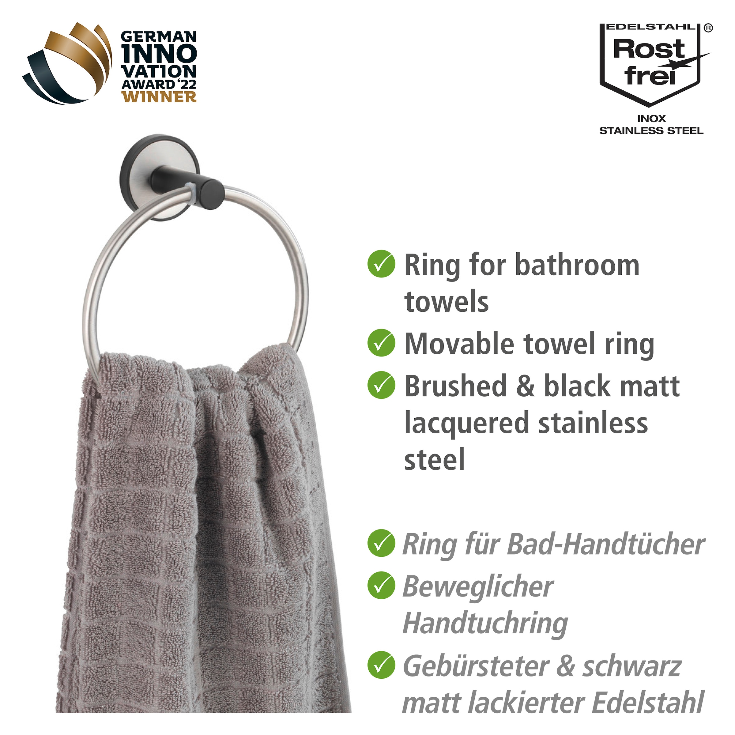 WENKO Handtuchring »UV-Loc® Udine«, befestigen ohne Bohren