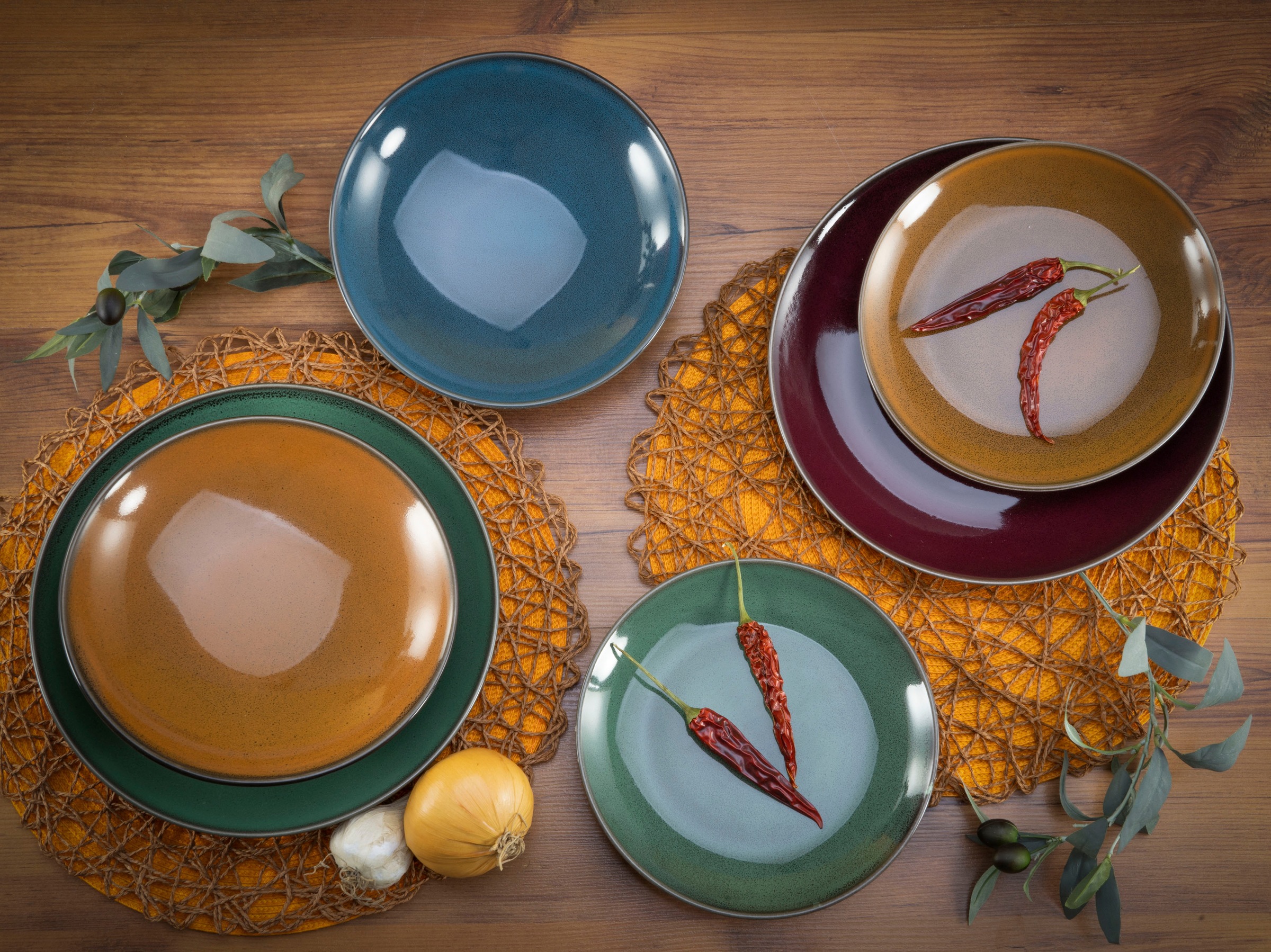 CreaTable Tafelservice »Geschirr-Set Marrakesch«, (Set, 12 tlg., Teller Set für 4 Personen), Service, mit Vintage Aussenrand, 12 Teile, für 4 Personen