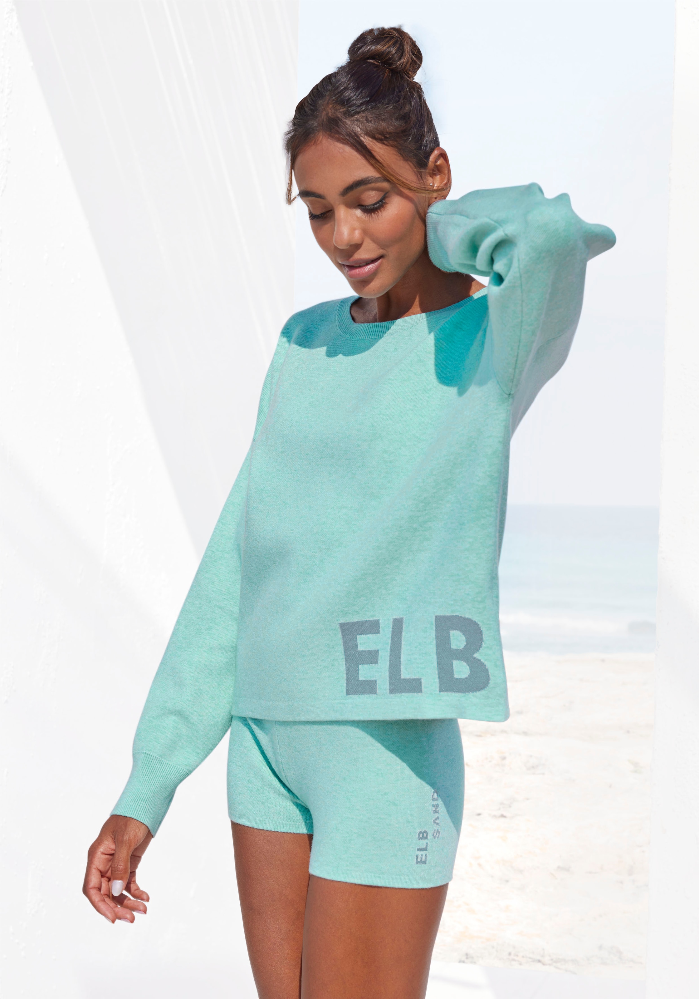 Elbsand Strickpullover »/ Loungeshirt«, aus hochwertigem Strick mit eingestricktem Logo, Loungewear