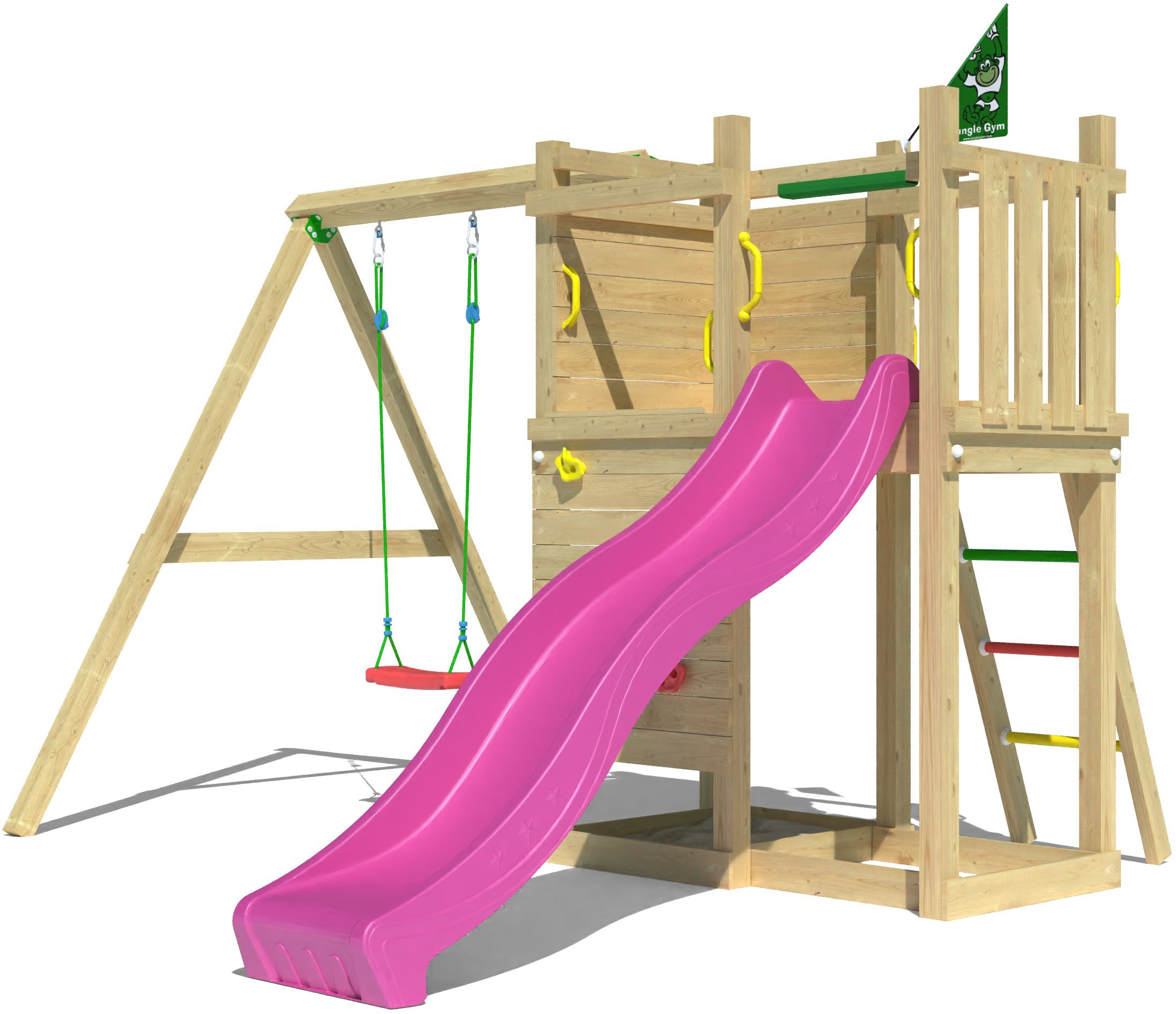Jungle Gym Spielturm »Deck«, (Set), Spielanlage mit Schaukel und Rutsche mit Wasseranschluss