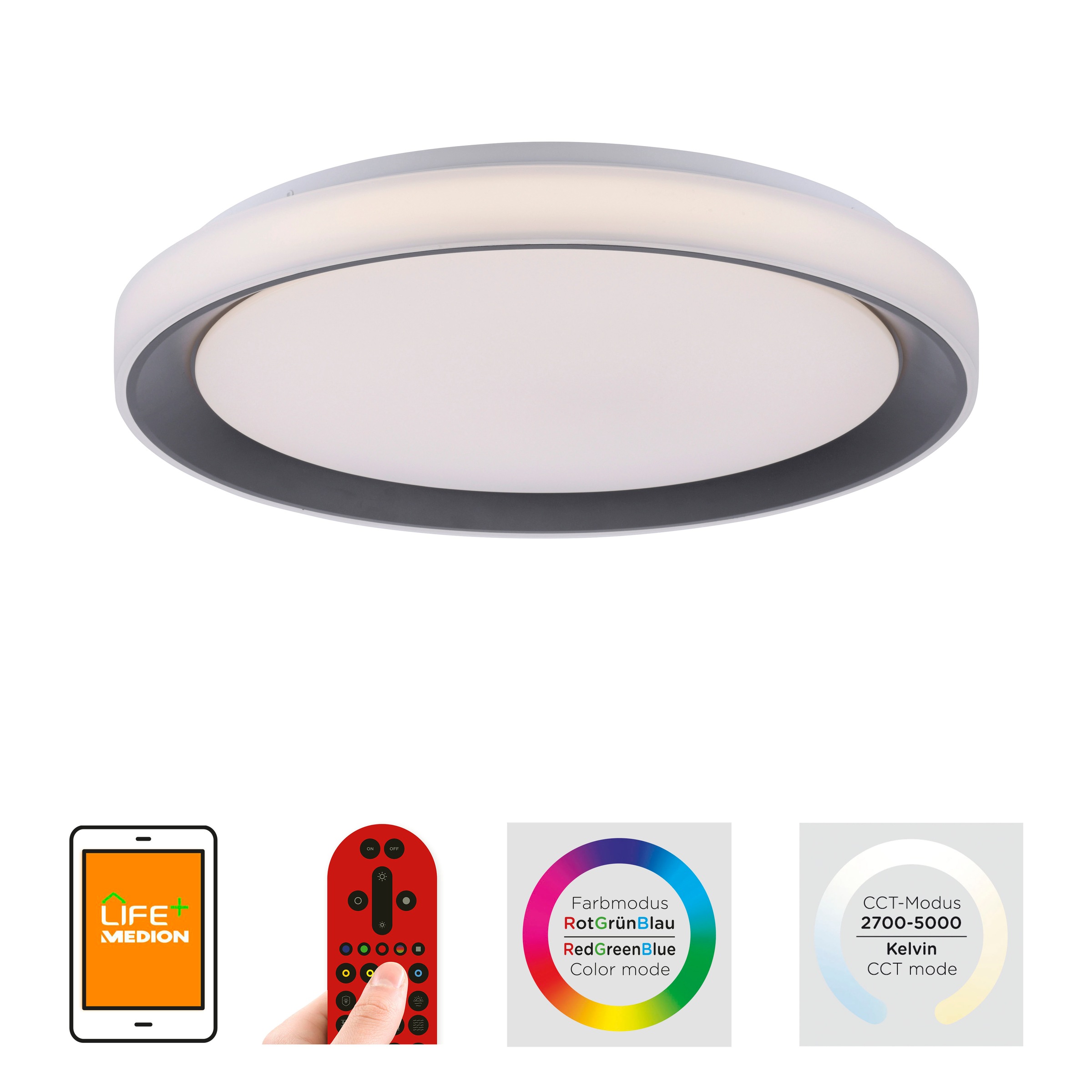 JUST LIGHT LED Deckenleuchte »Ls-DISC« LED-Board 1 Stk. warmweiß - kaltweiß Smarthome fähig