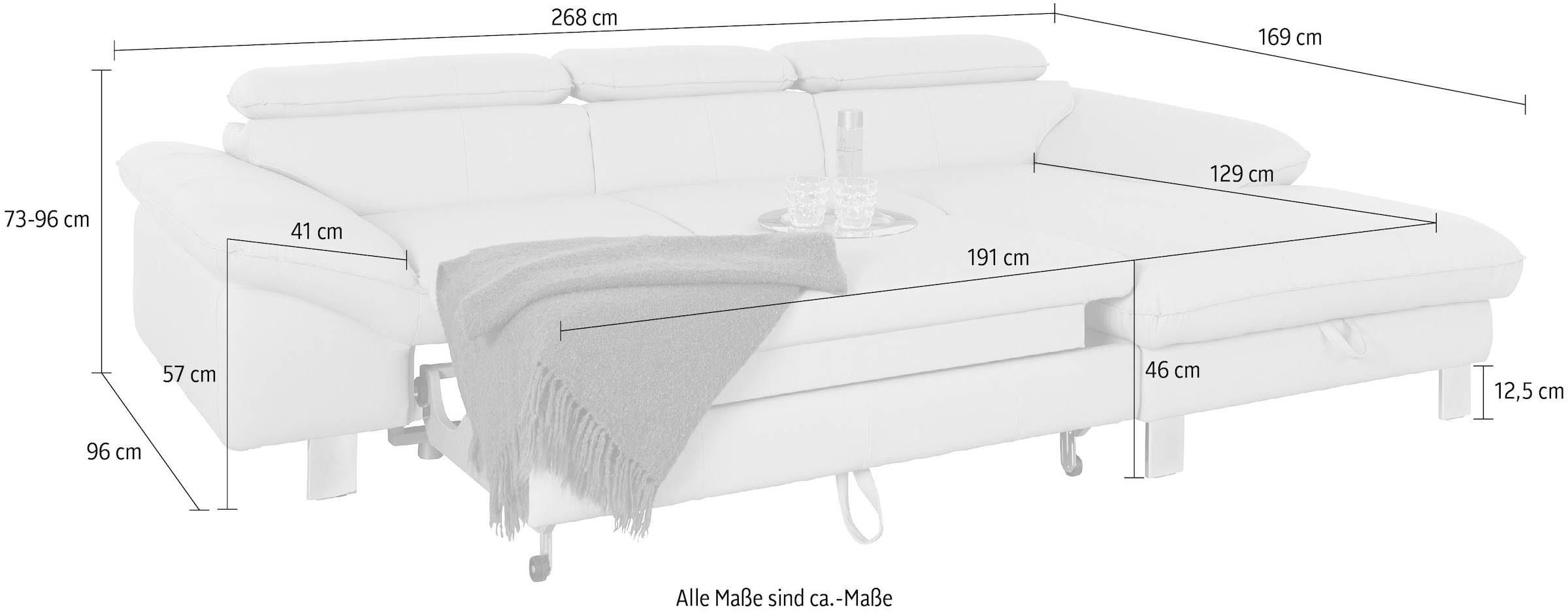 COTTA Ecksofa Driver, mit Kopfteilverstellung, wahlweise mit Bettfunktion